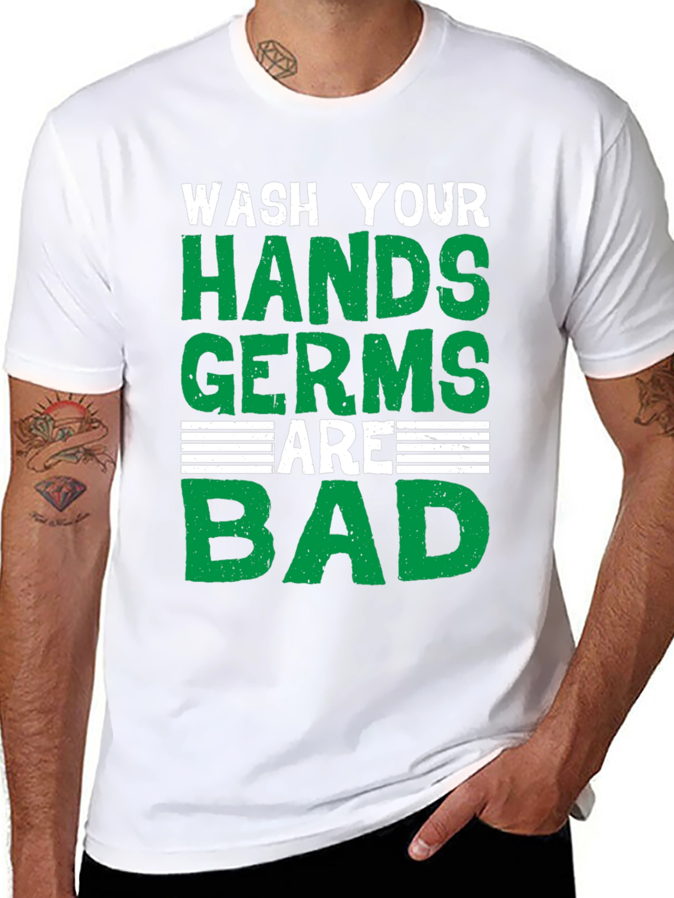 Black Wash Your Hands T-Shirt: Germs Are Bad view 8