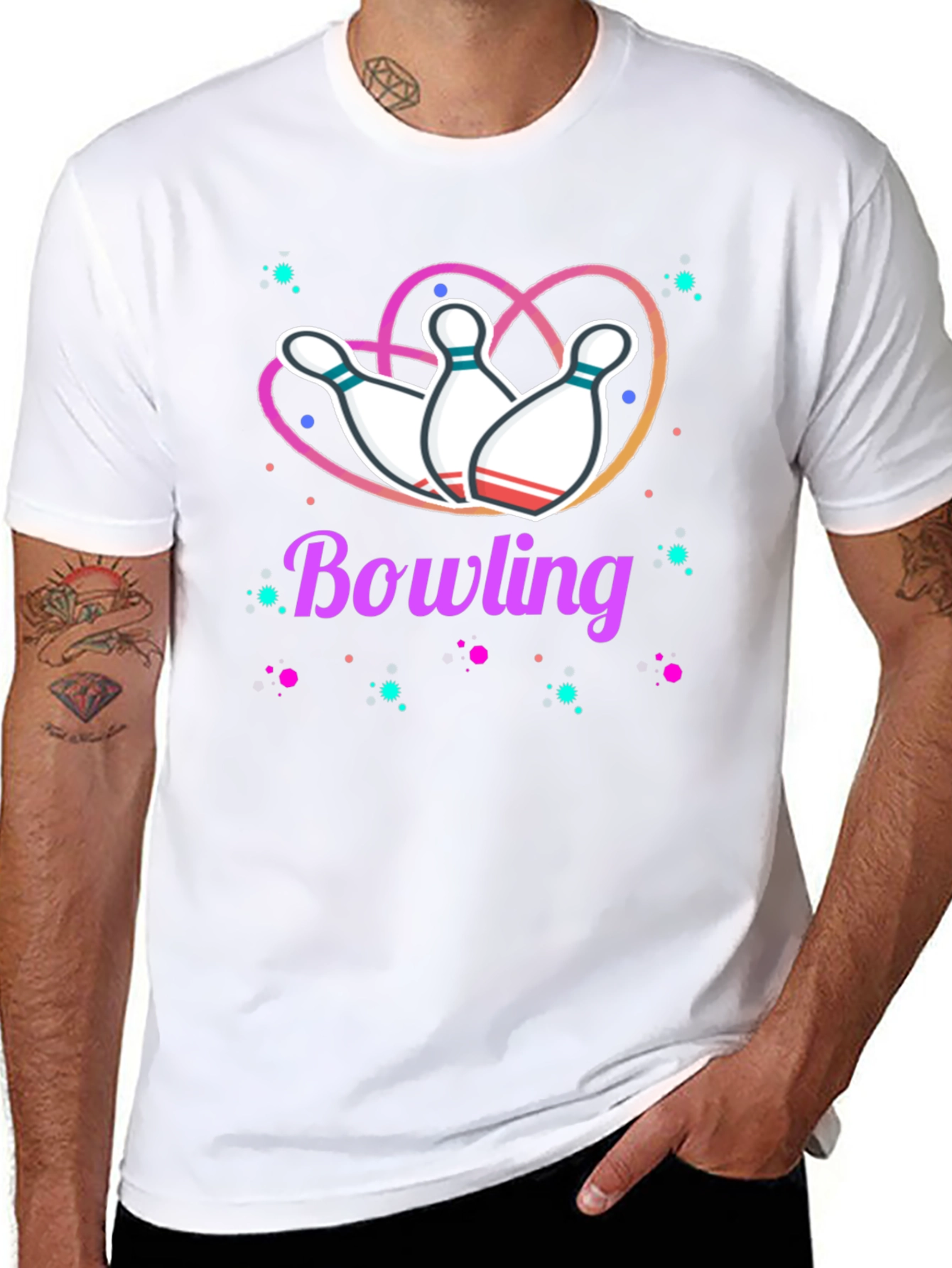 Black Bowling Heart T-Shirt - Perfect for Bowling Enthusiasts view 8