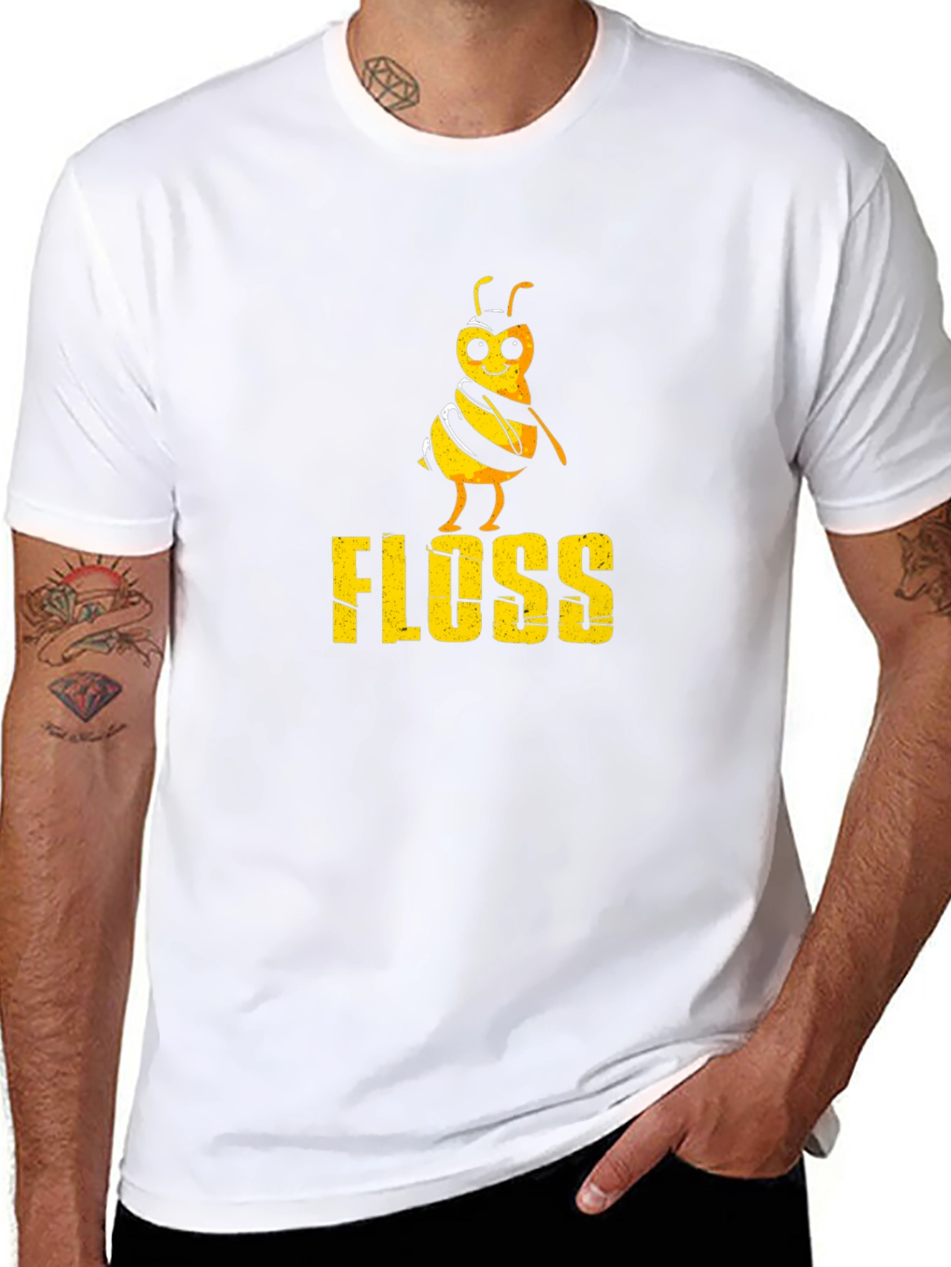 Black Floss Bee Graphic Tee - Black Cotton T-Shirt view 8