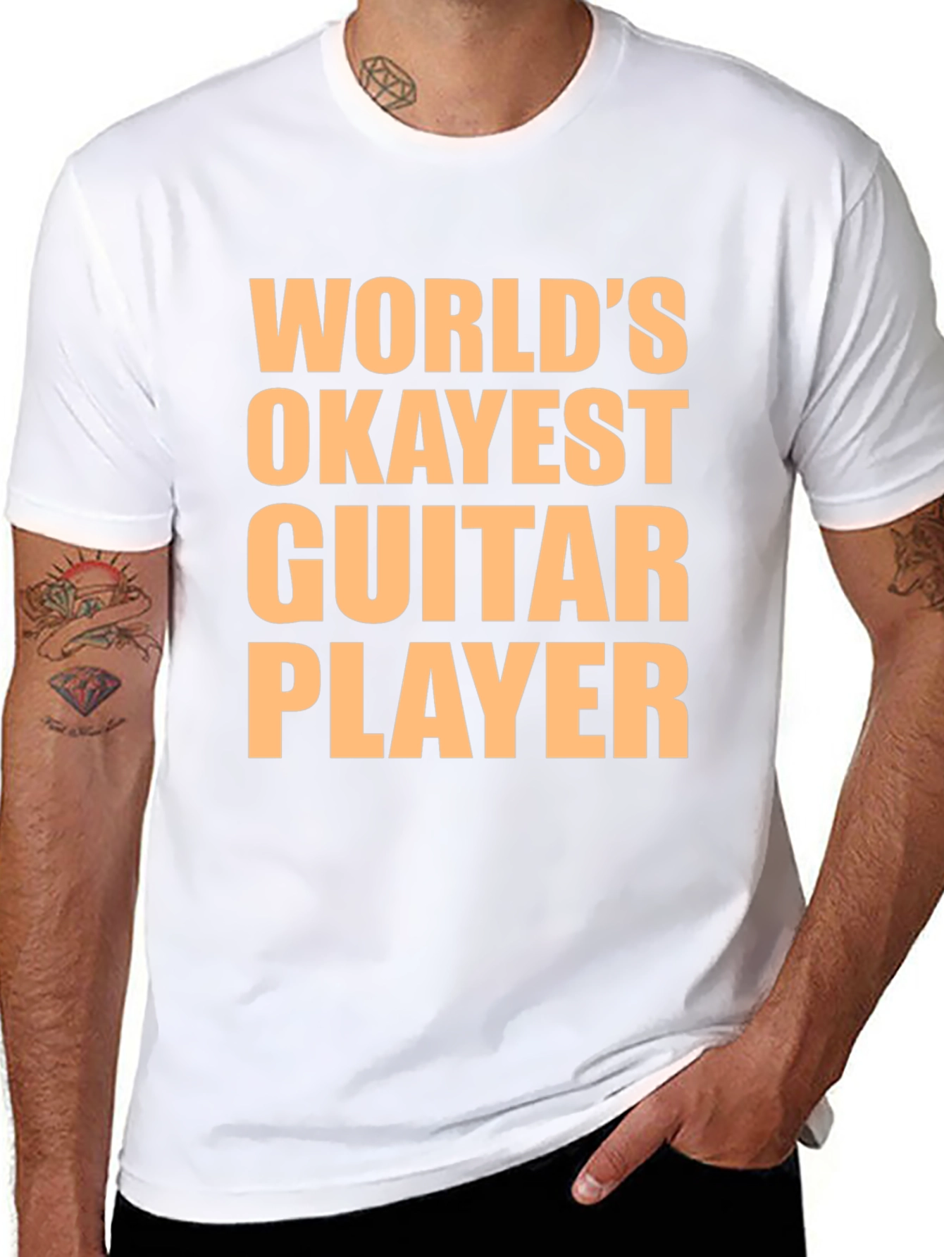 Black World's Okayest Guitar Player T-Shirt view 8