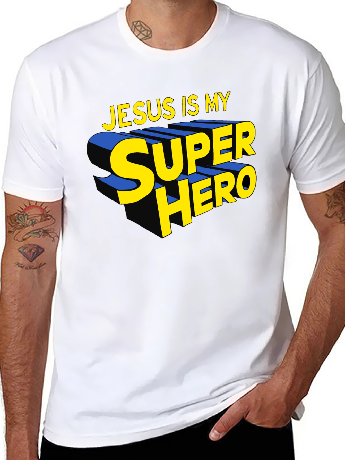 Black Jesus Is My Superhero Black Graphic Tee view 8