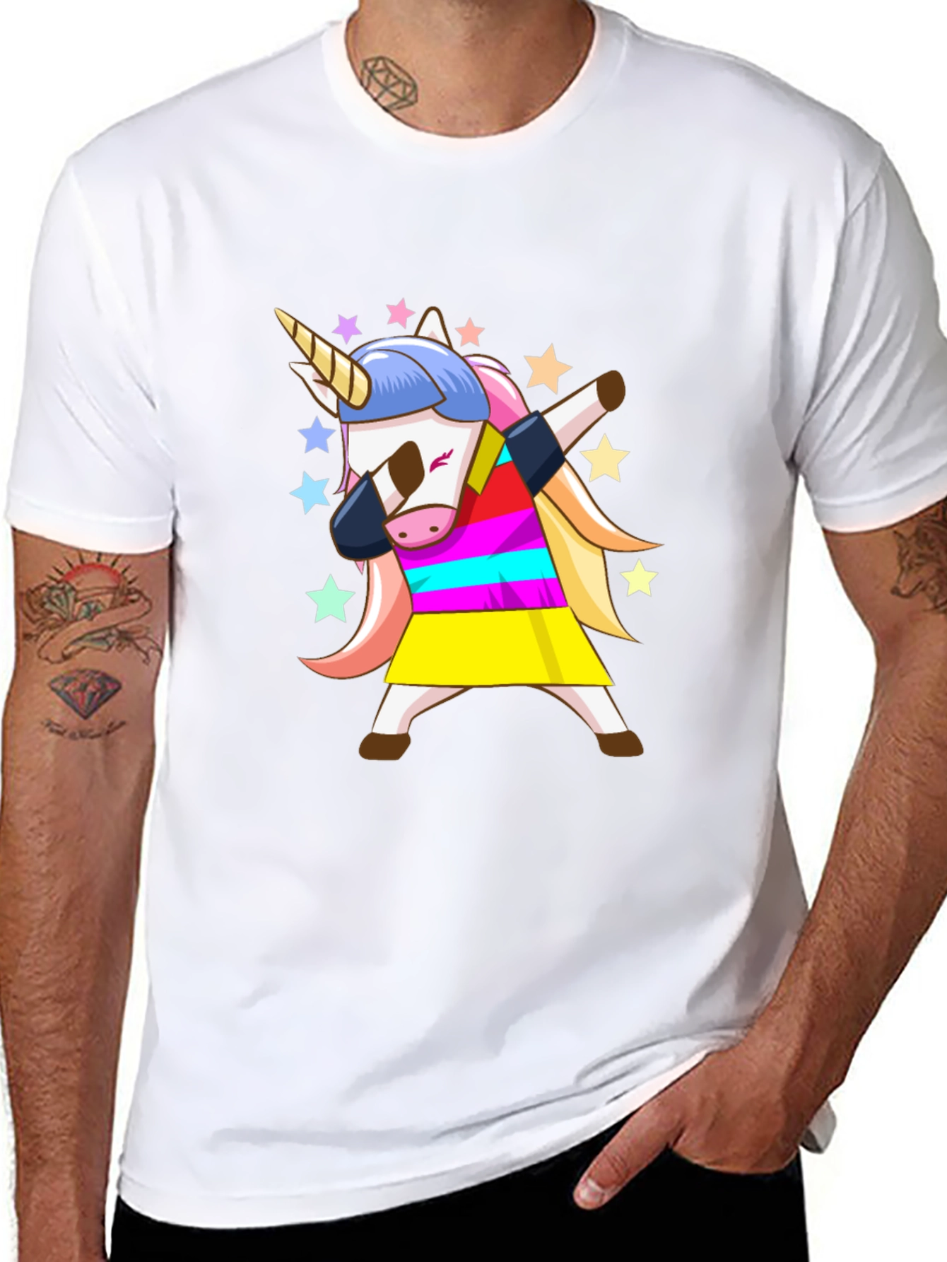 Black Dabbing Unicorn Black T-Shirt - Fun Cartoon Graphic Tee view 8