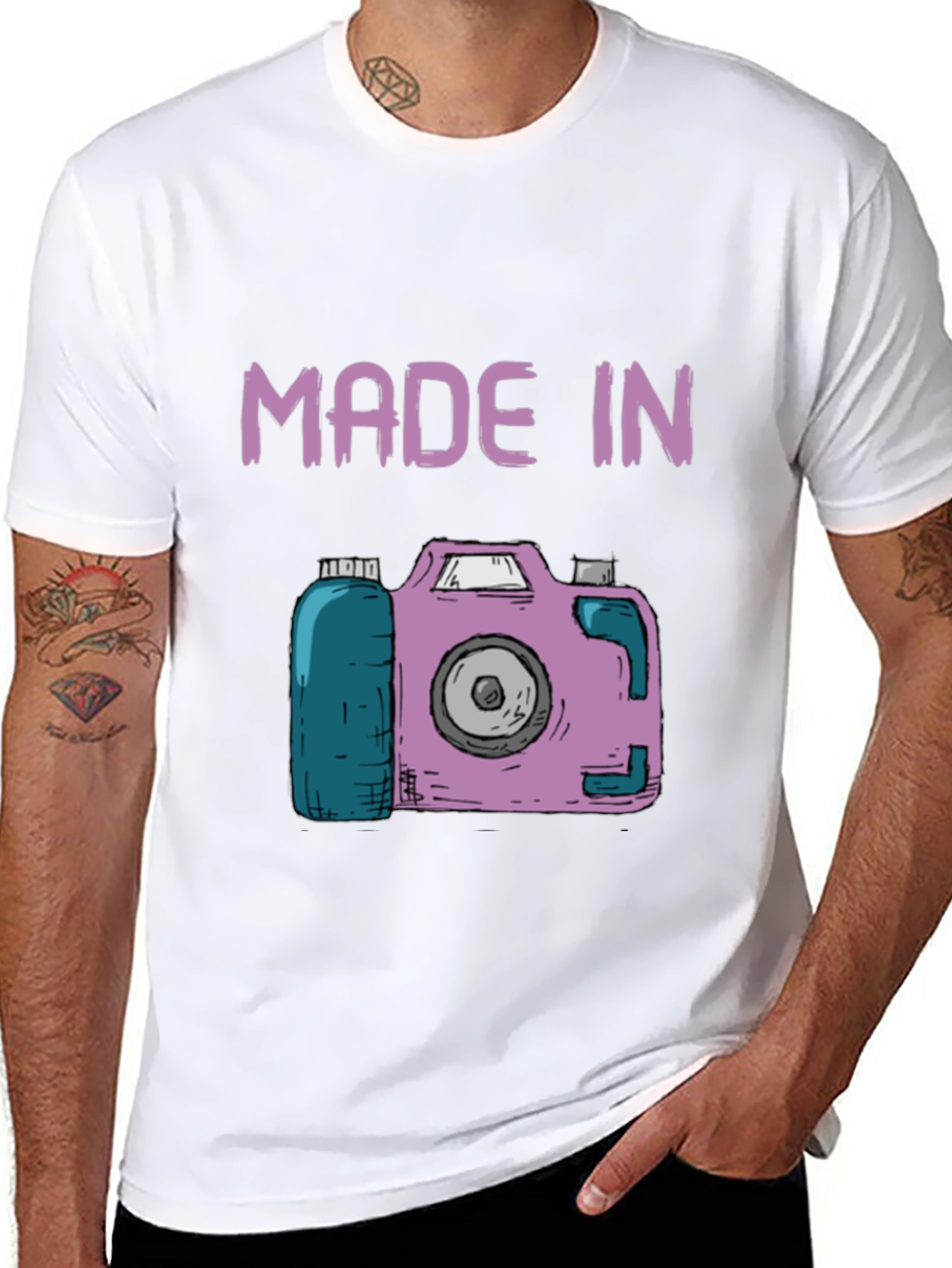 Black Made In Camera T-Shirt - Fun Novelty Tee view 8