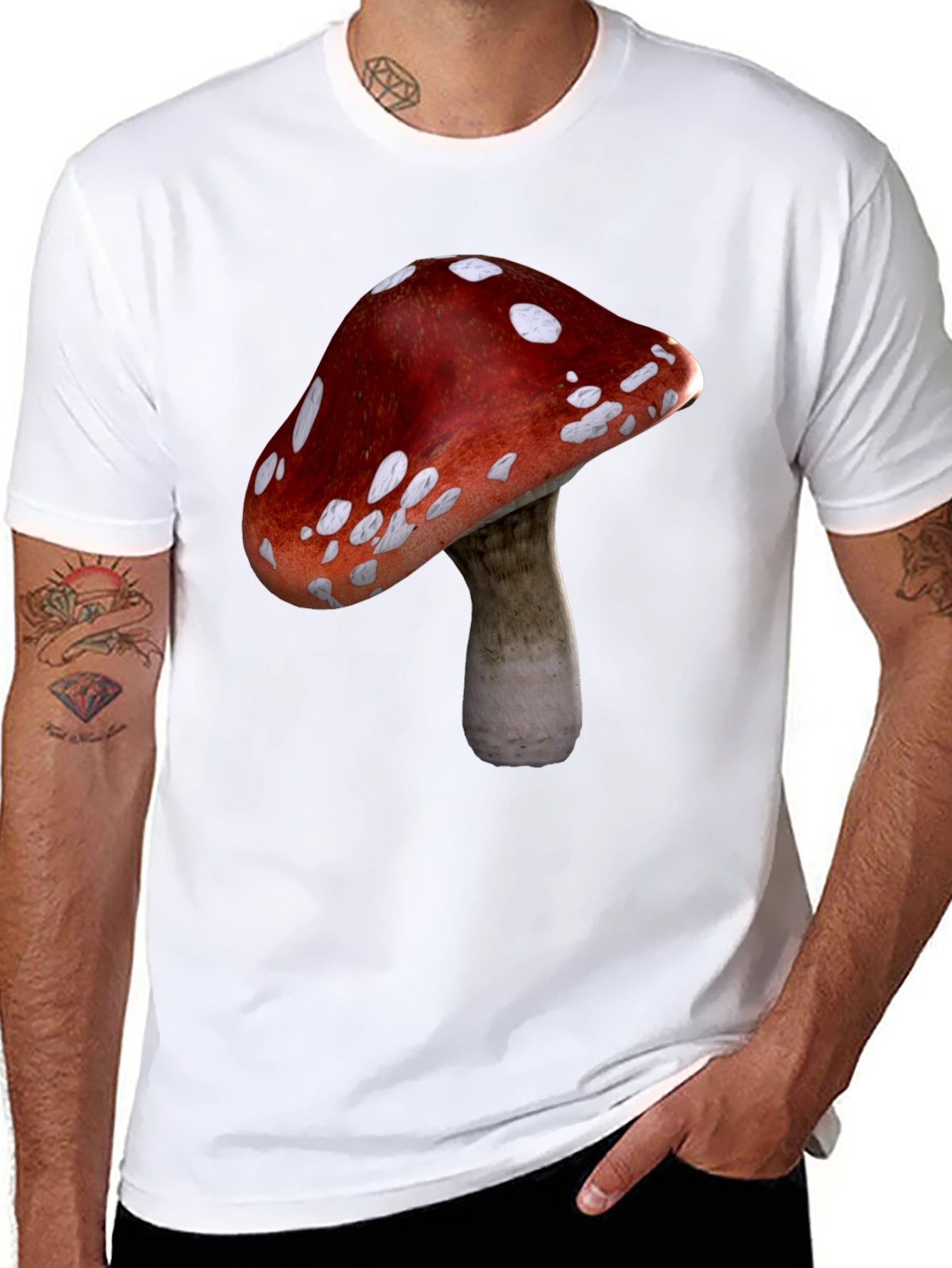 Black Mushroom Graphic Black T-Shirt view 8