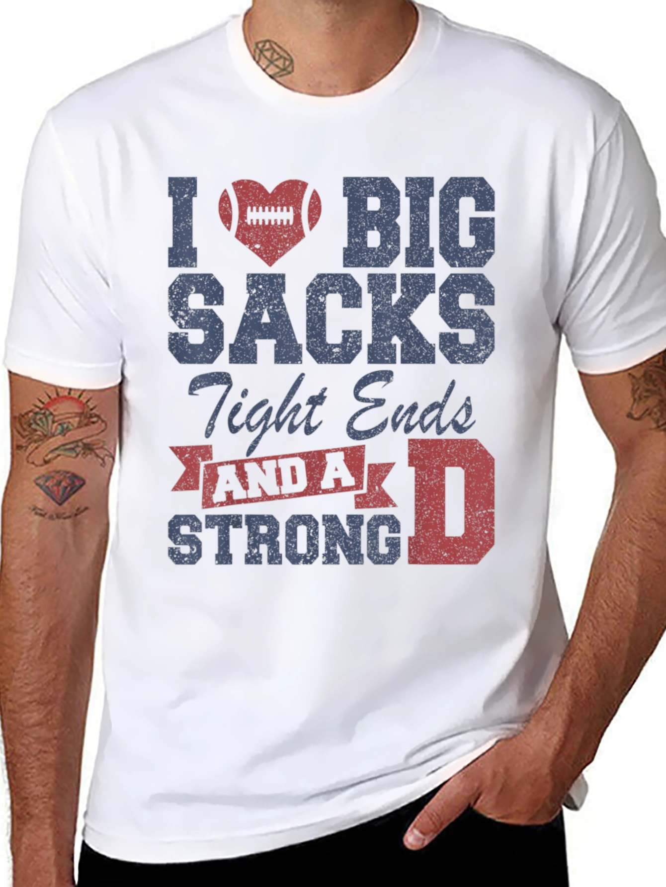 Black I Heart Big Sacks T-Shirt - Football Humor Tee view 8