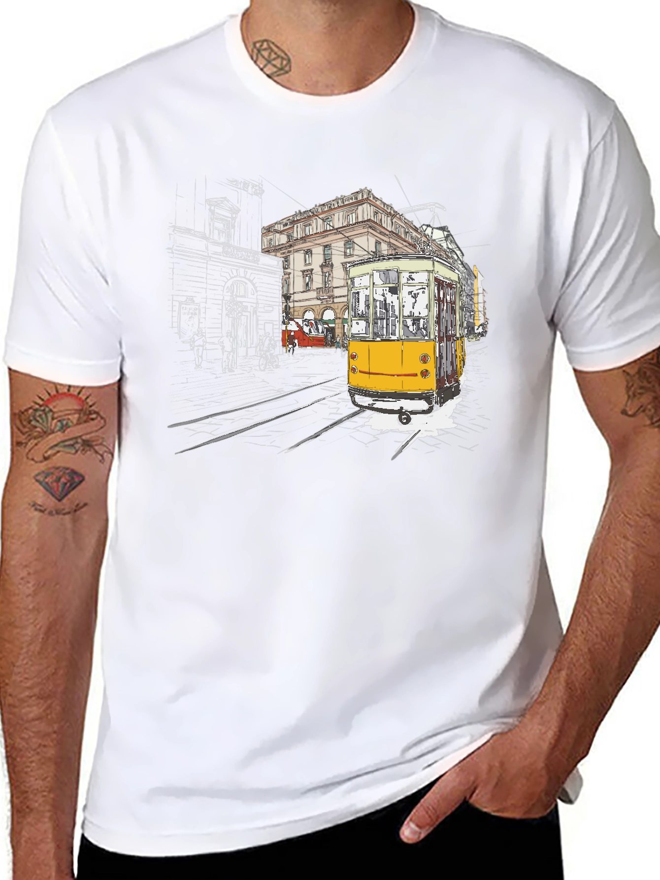 Black Urban Tram Graphic Tee - Black view 8