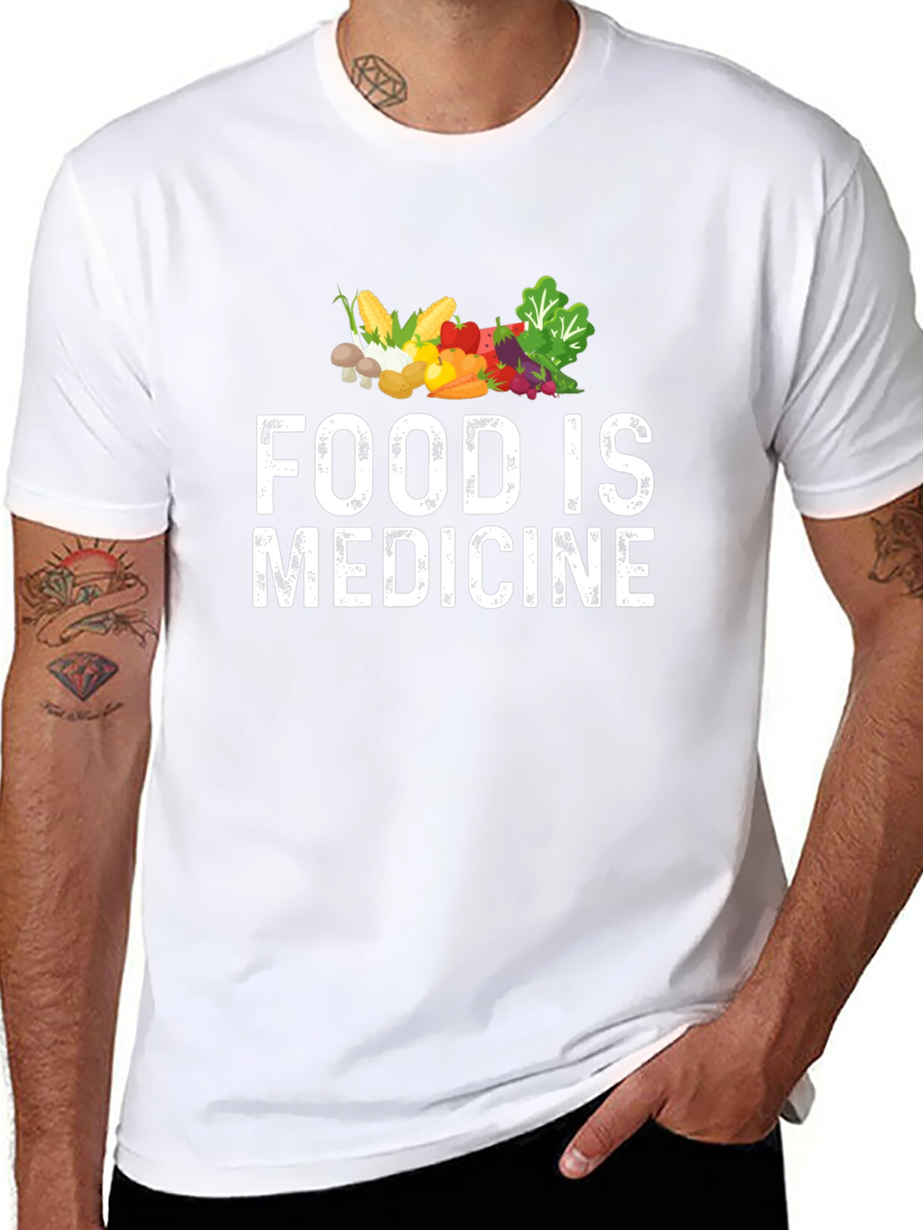 Black Food is Medicine T-Shirt - Black, Healthy Living Apparel view 8