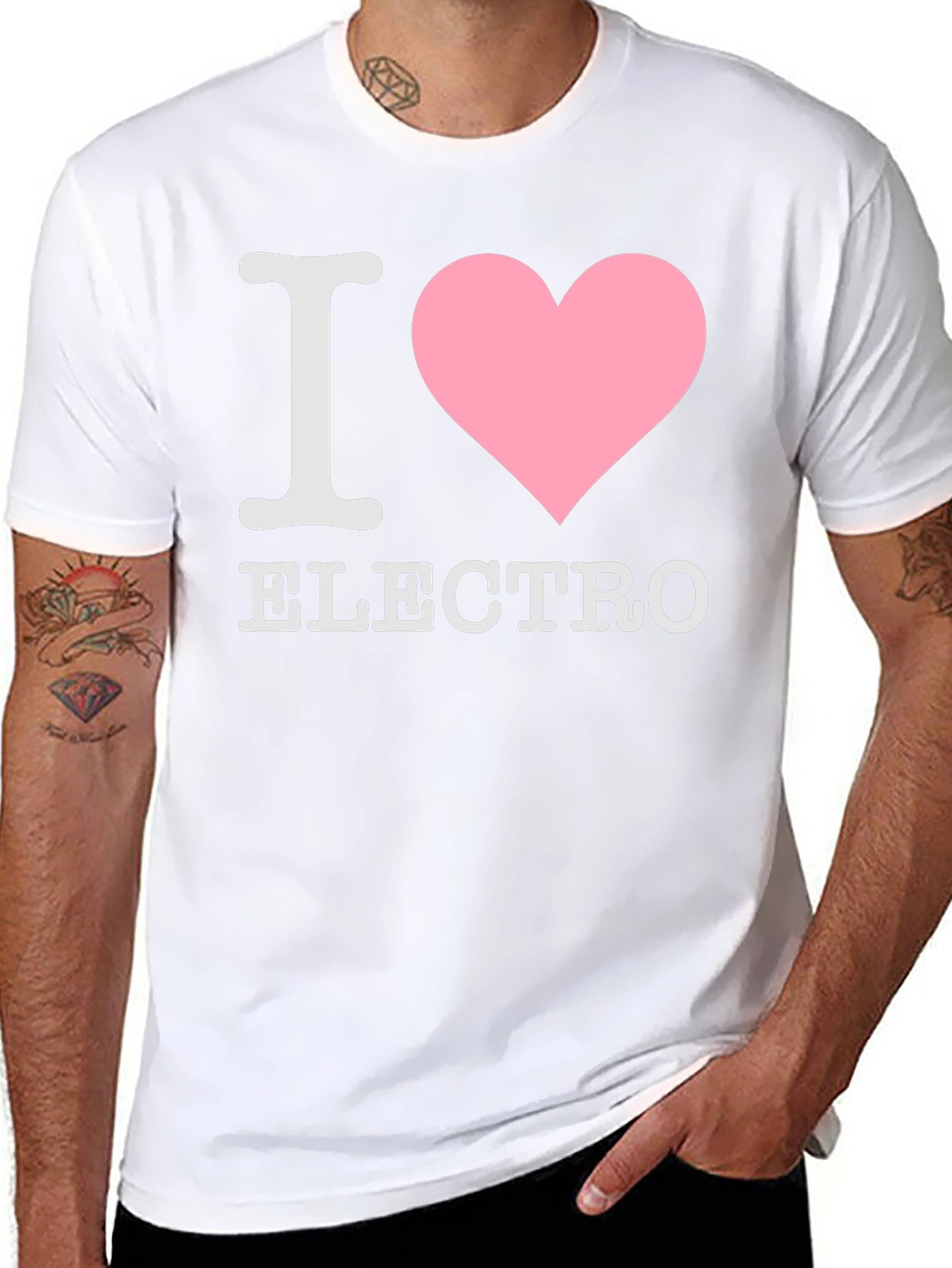 Black I Heart Electro T-Shirt - Black Cotton Tee view 8