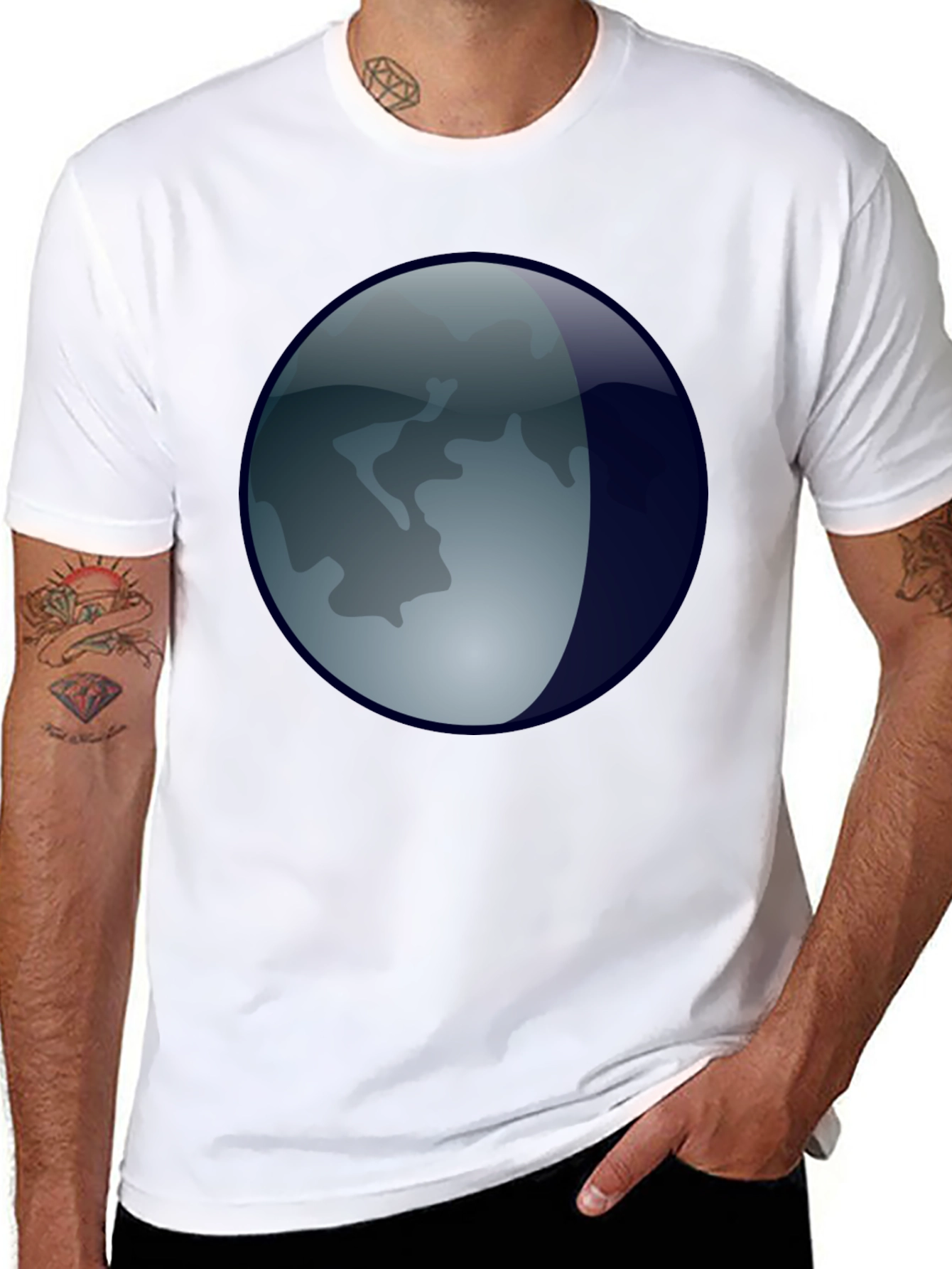 Black Lunar Orb T-Shirt - Black Graphic Tee view 8