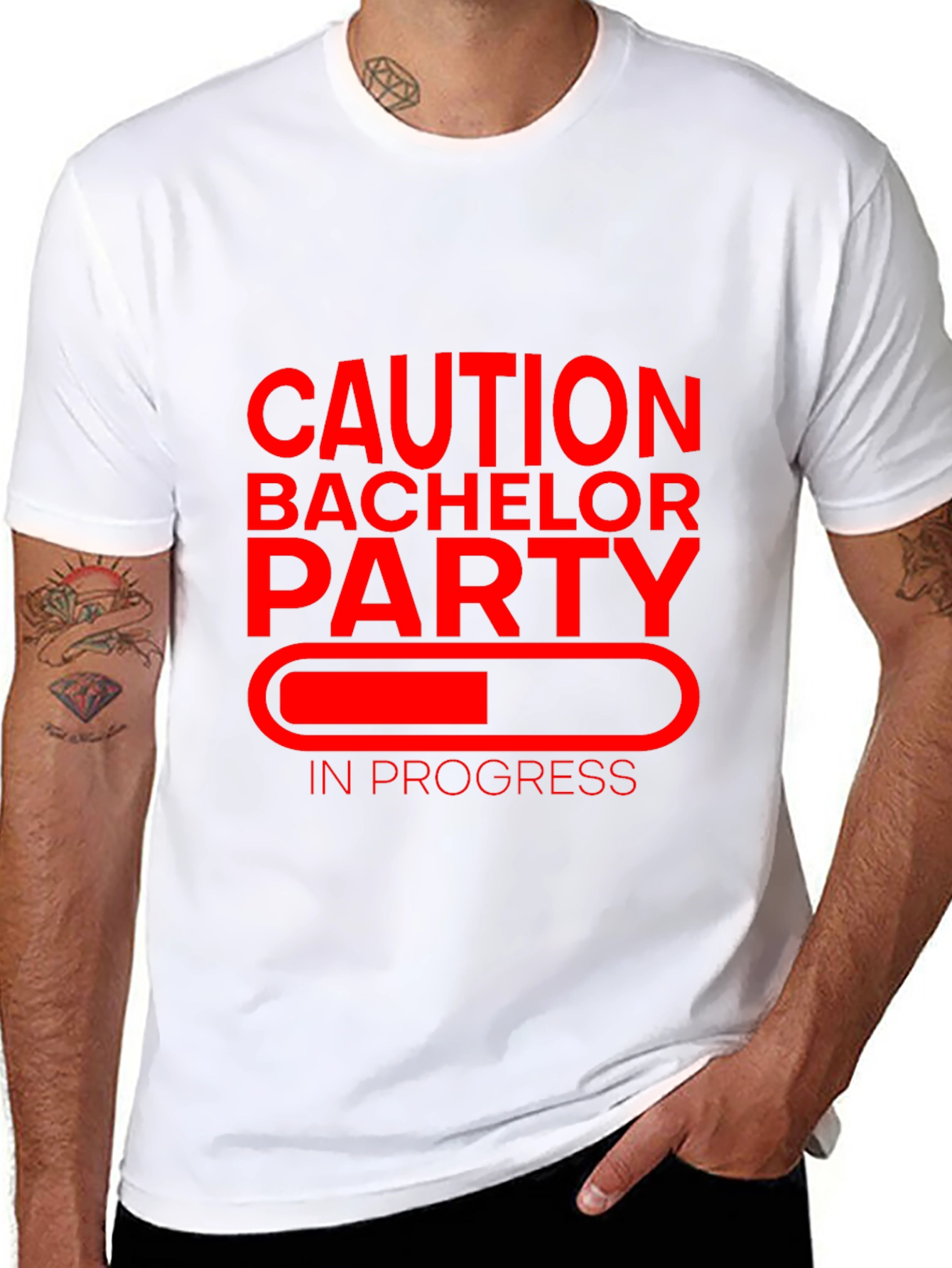 Black Caution Bachelor Party T-Shirt view 8