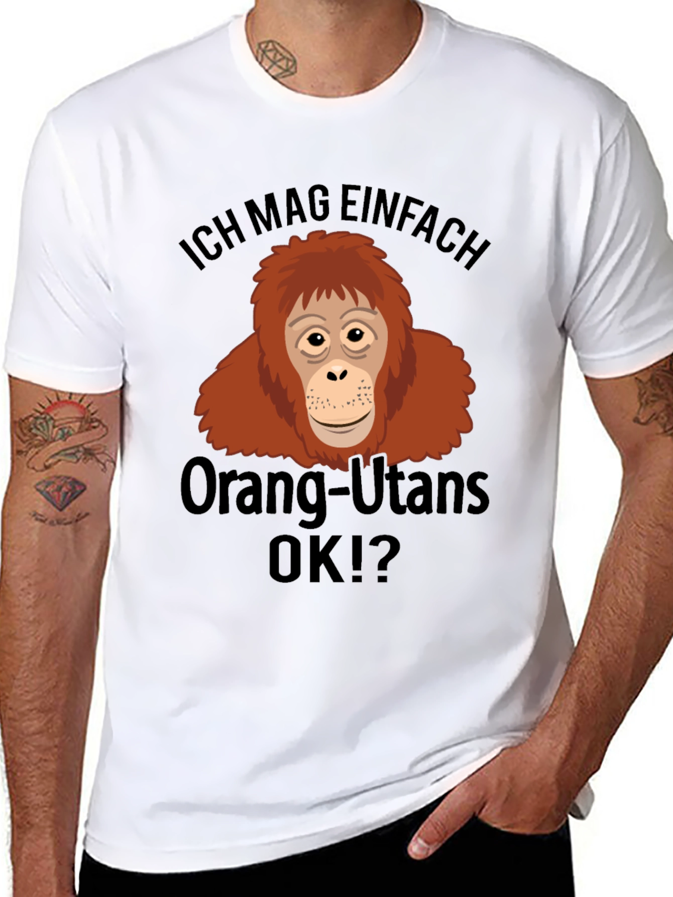 Black Ich Mag Orang-Utans OK?! Black T-Shirt view 8
