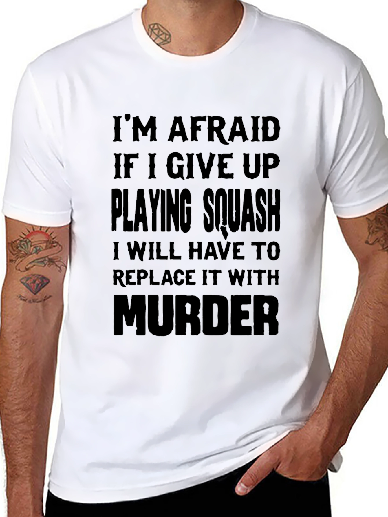Black Squash & Murder Funny T-Shirt view 8
