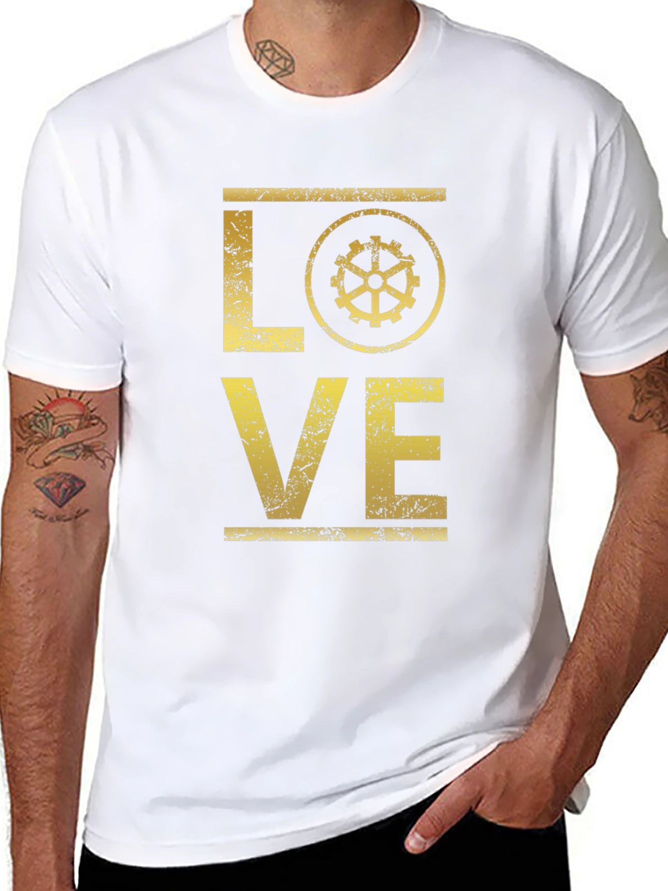 Black Steampunk Love Graphic Tee - Black Cotton T-Shirt view 8