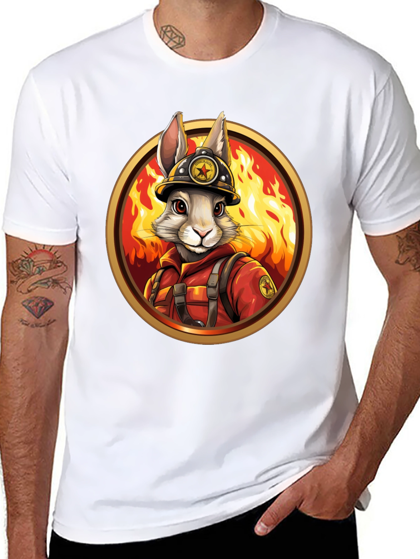 Black Firefighter Bunny Graphic Tee view 8