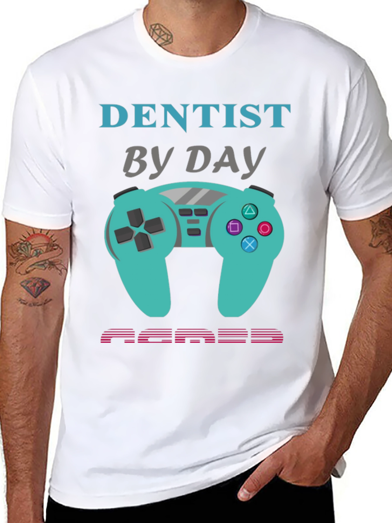Black Dentist By Day Gamer By Night Graphic Tee view 8