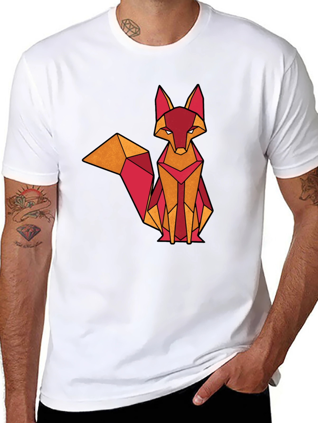 Black Geometric Fox Graphic Tee - Stylish & Modern view 8