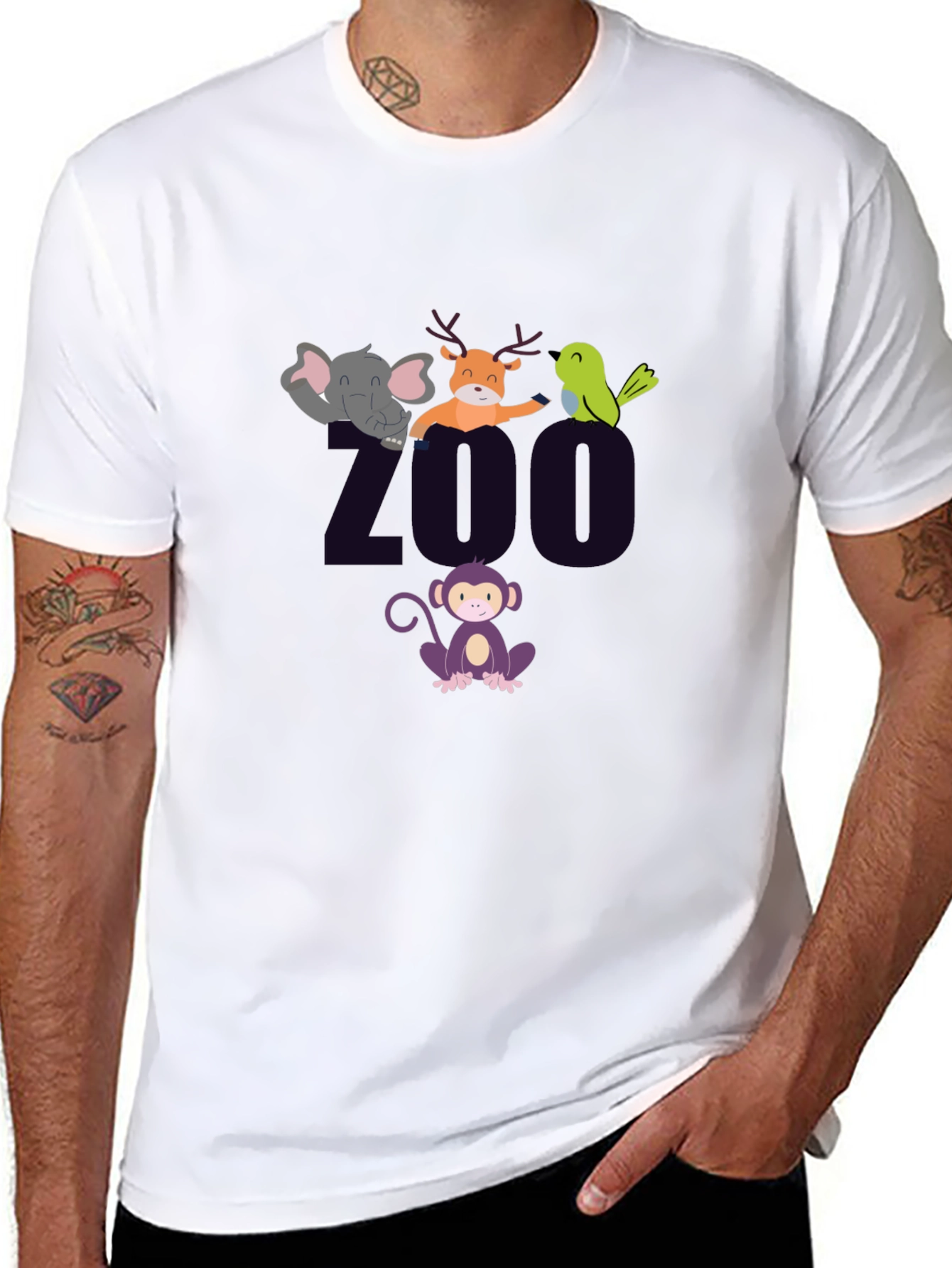 Black Zoo Animal Graphic T-Shirt view 8