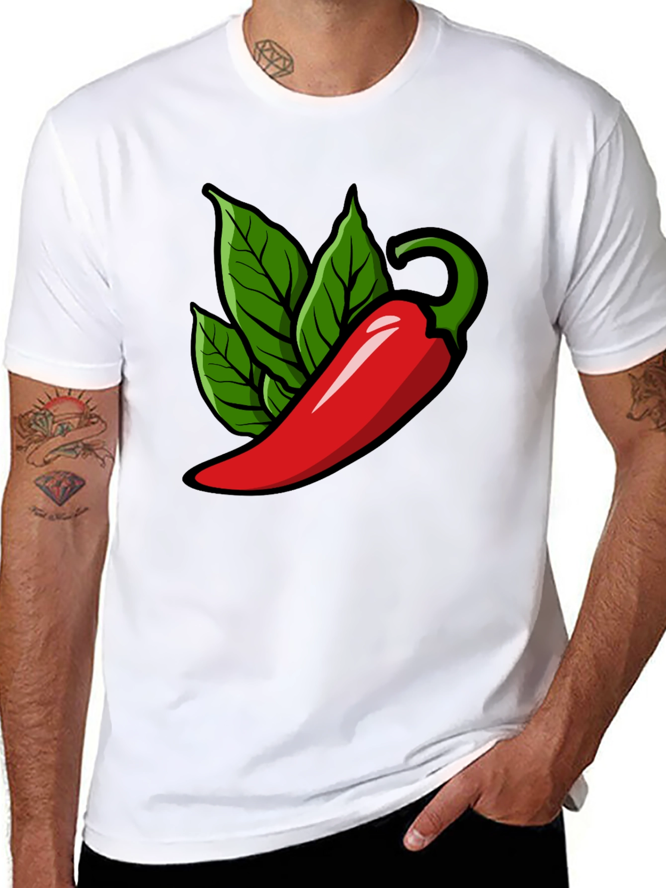 Black Spicy Pepper Graphic Tee - Black Cotton T-Shirt view 8