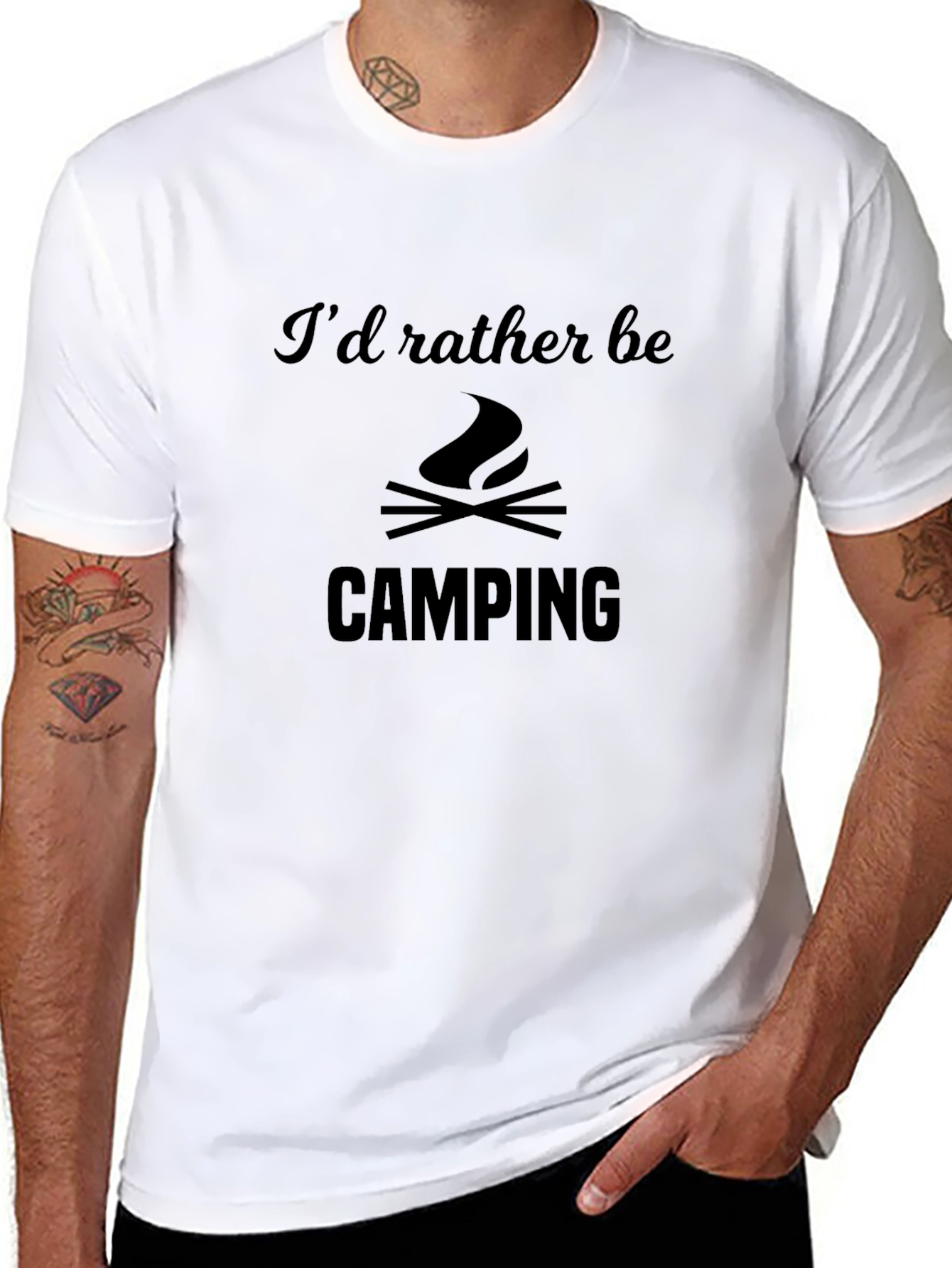 Black Camping Graphic Tee - I'd Rather Be Camping Black T-Shirt view 8