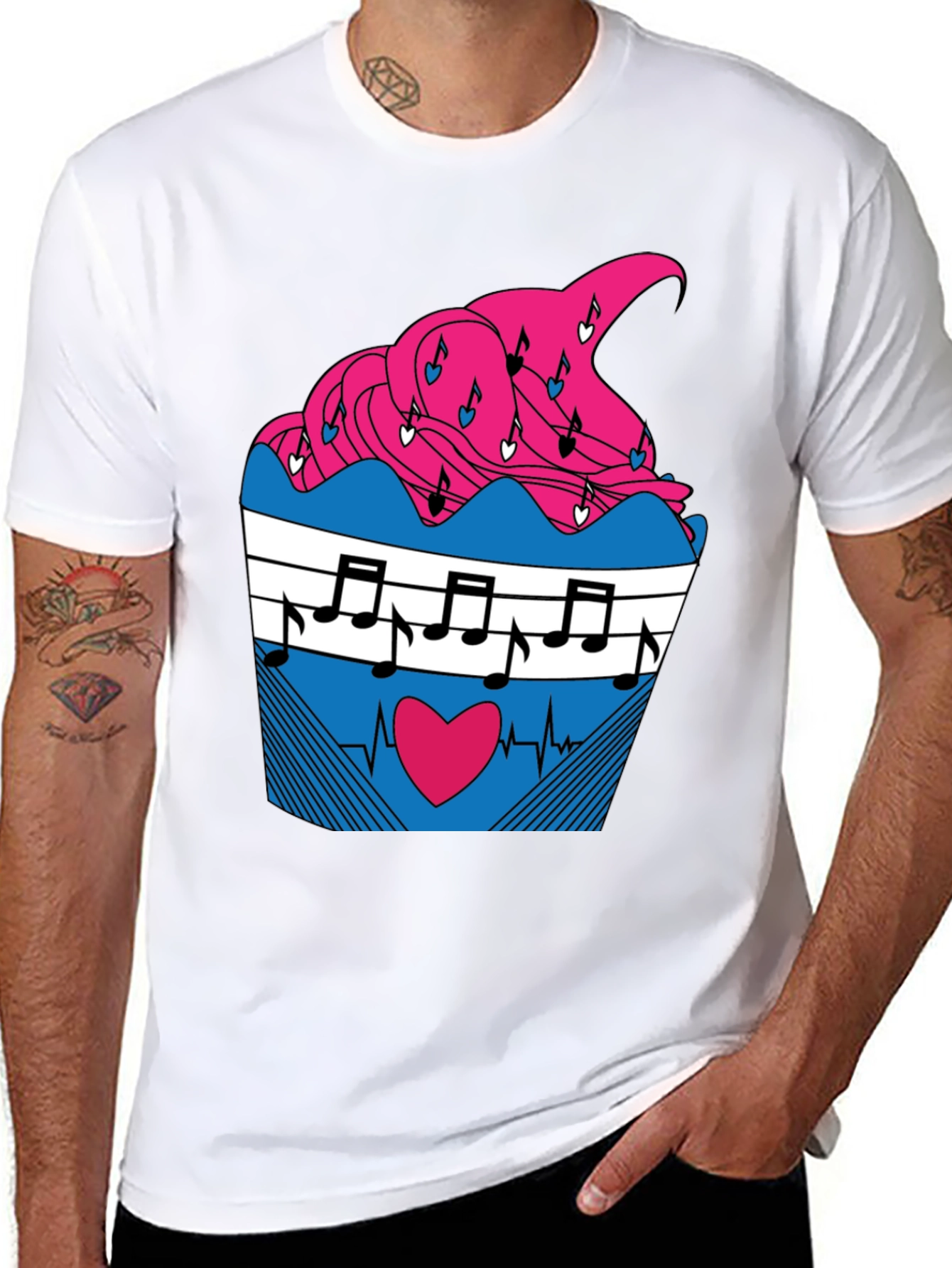 Black Music Heartbeat Cupcake Graphic Tee view 8