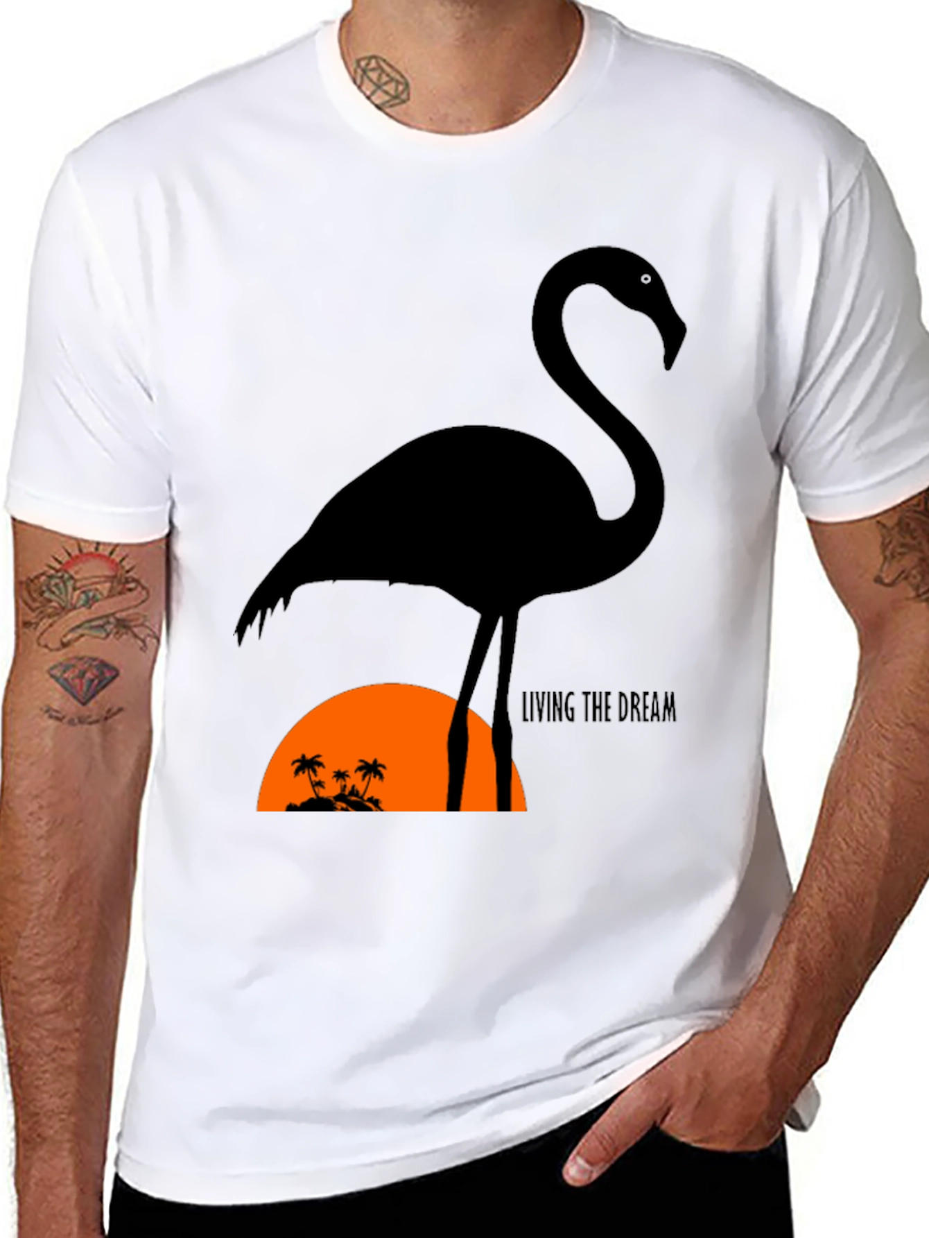 Black Flamingo Sunset Tee - Living The Dream view 8