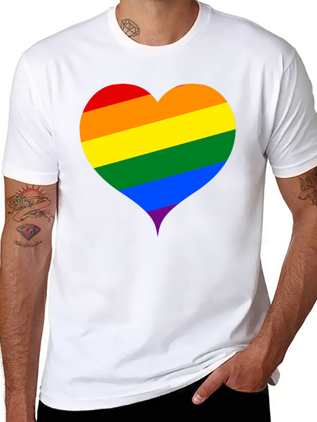 Black Rainbow Heart Graphic Black T-Shirt view 8