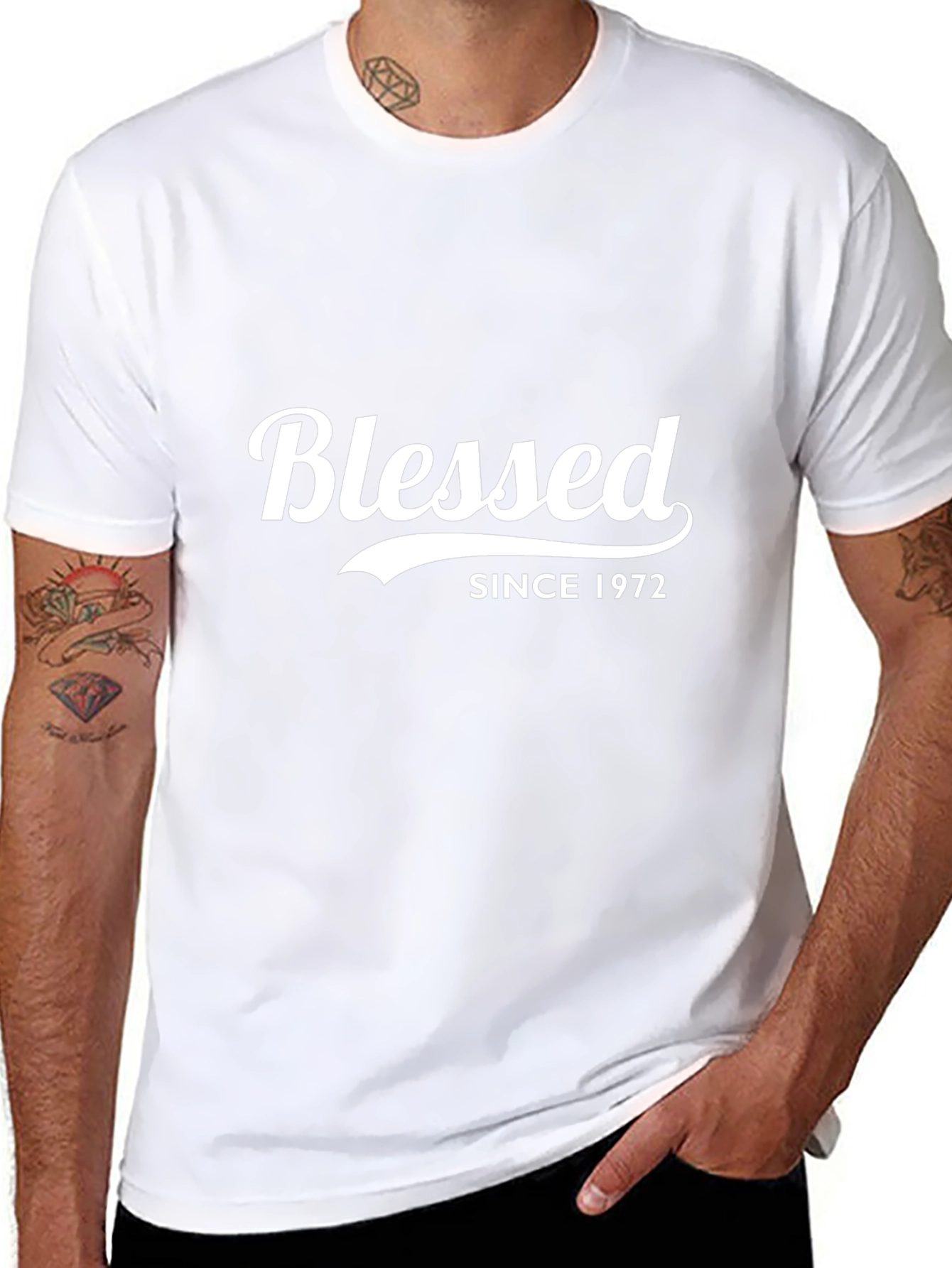 Black Blessed Since 1972 Black T-Shirt view 8