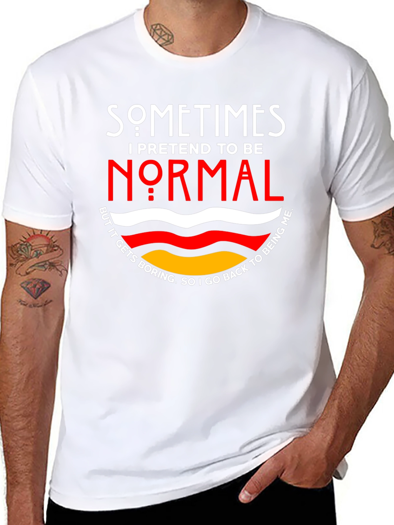 Black Sometimes I Pretend To Be Normal T-Shirt view 8
