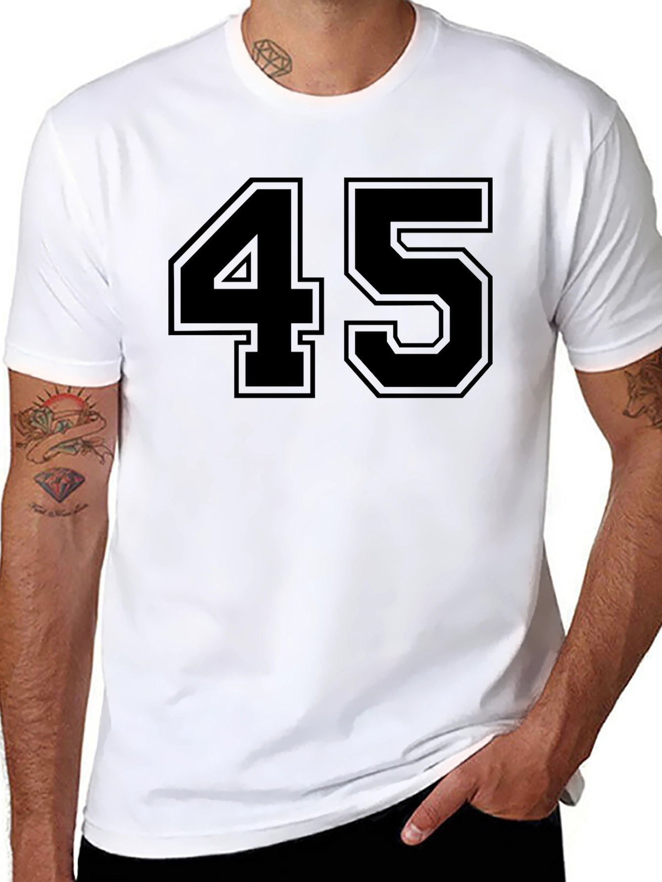 Black Bold "45" Graphic Tee - Classic Black T-Shirt view 8