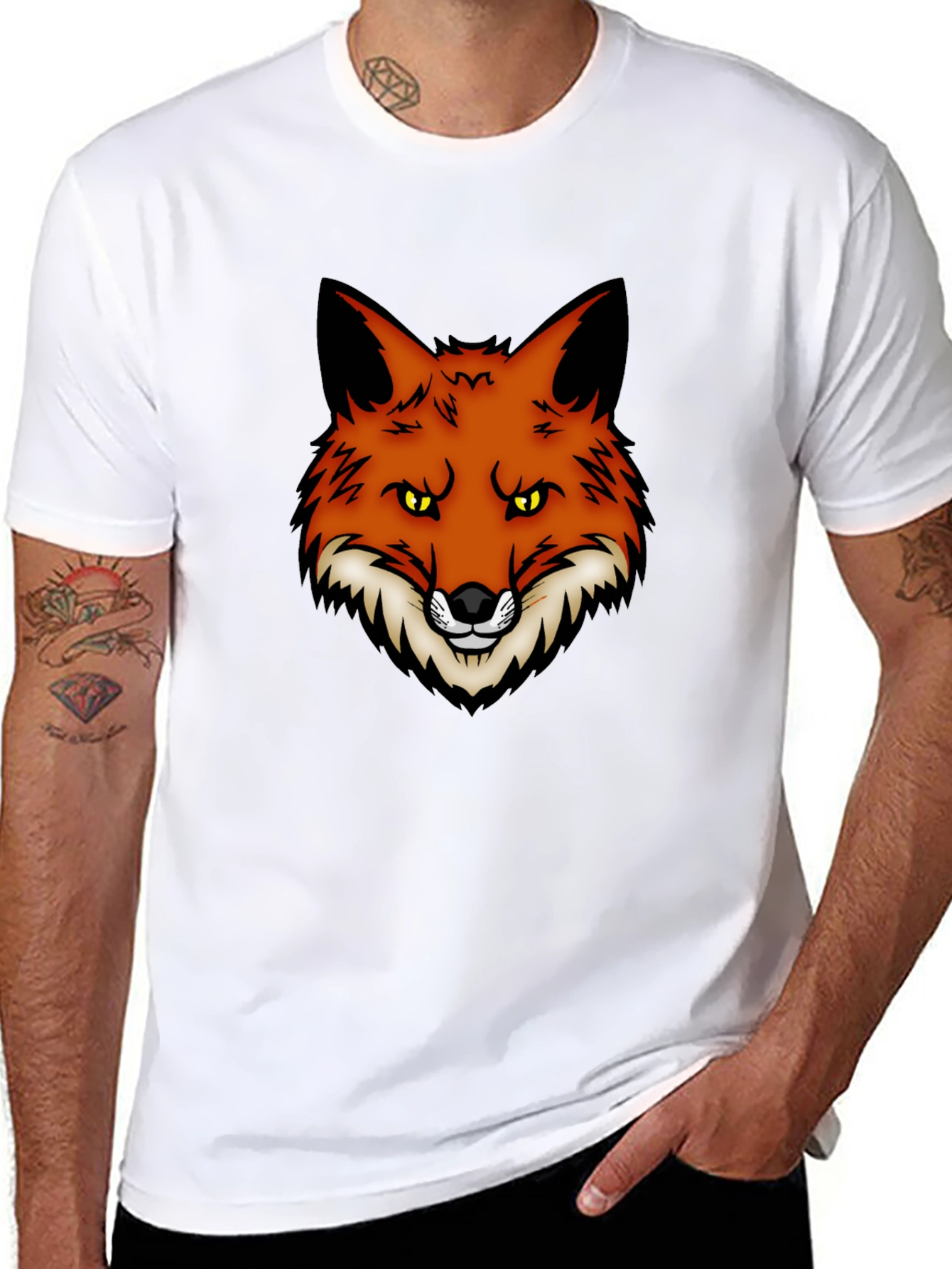 Black Fox Graphic Print Black T-Shirt view 8