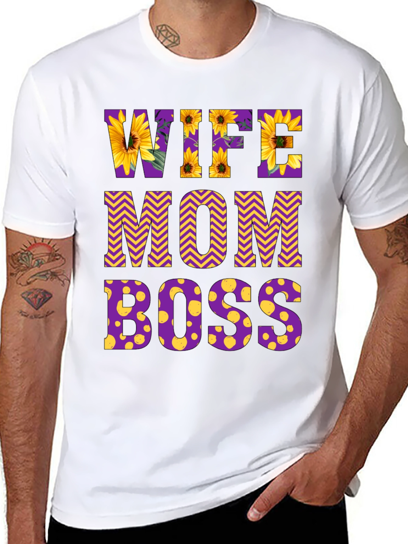 Black Wife Mom Boss Floral Graphic T-Shirt view 8
