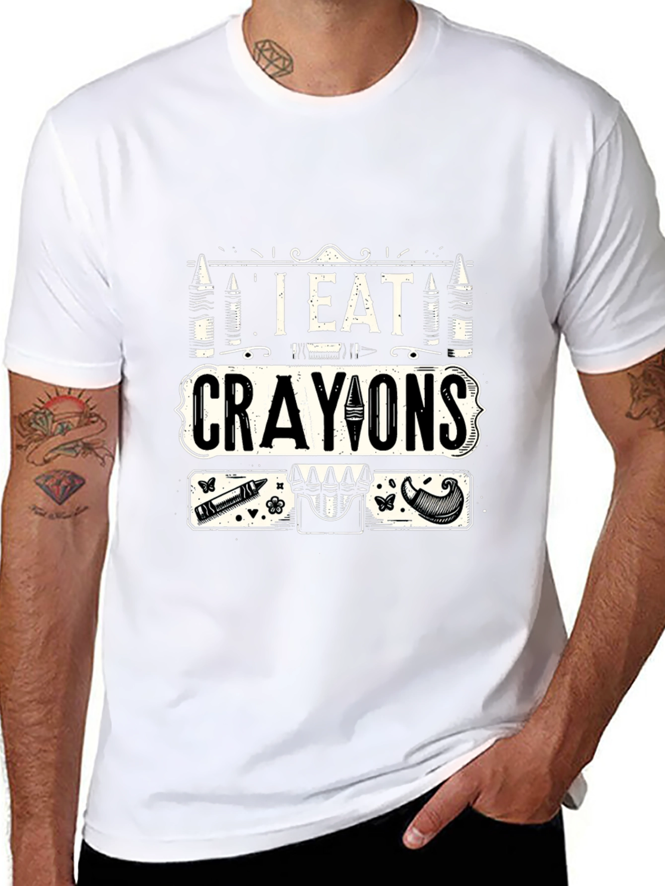 Black I Eat Crayons Graphic T-Shirt - Funny Novelty Tee view 8