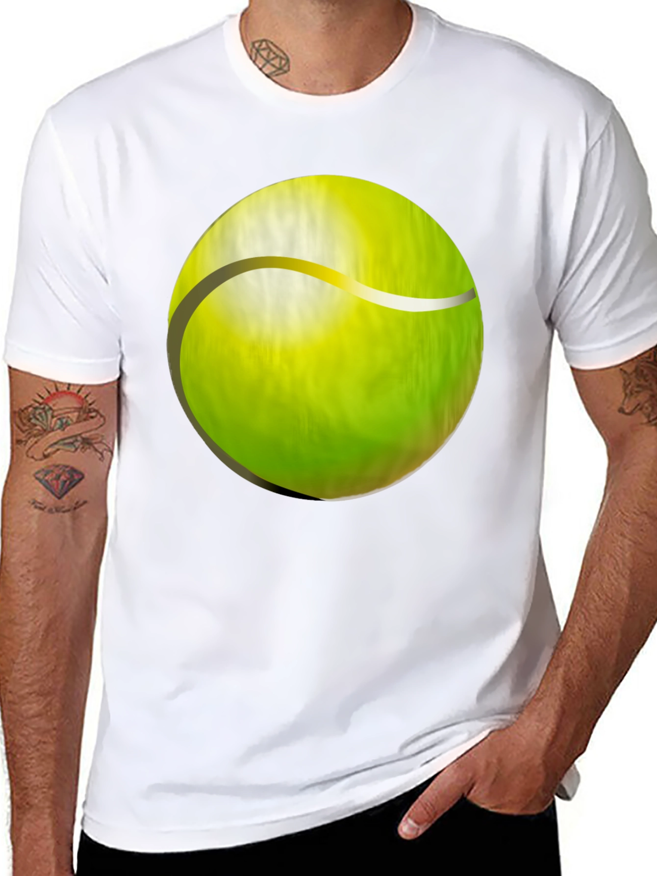 Black Tennis Ball Graphic T-Shirt - Casual Wear view 8