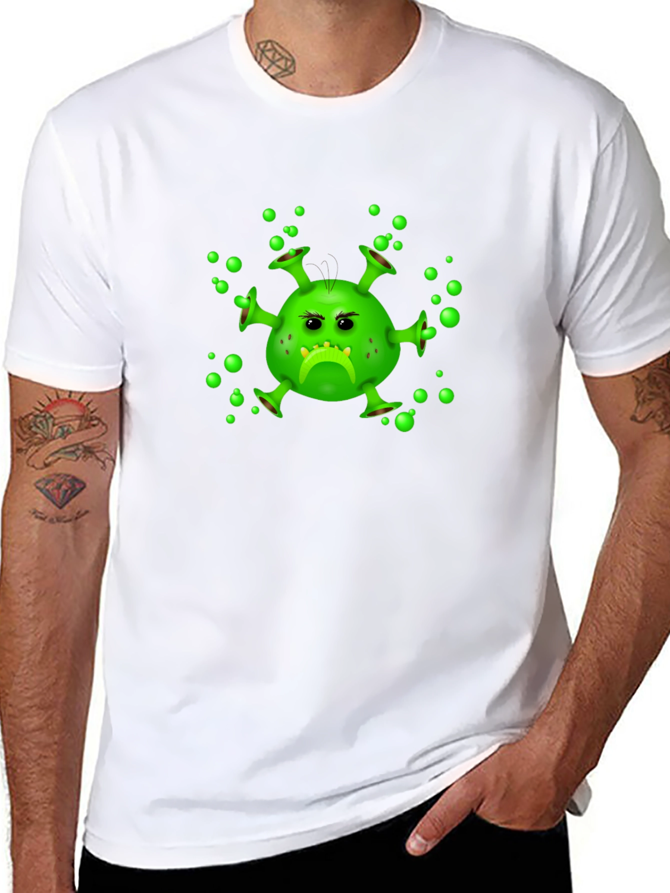 Black Funny Grumpy Virus Graphic Black T-Shirt view 8