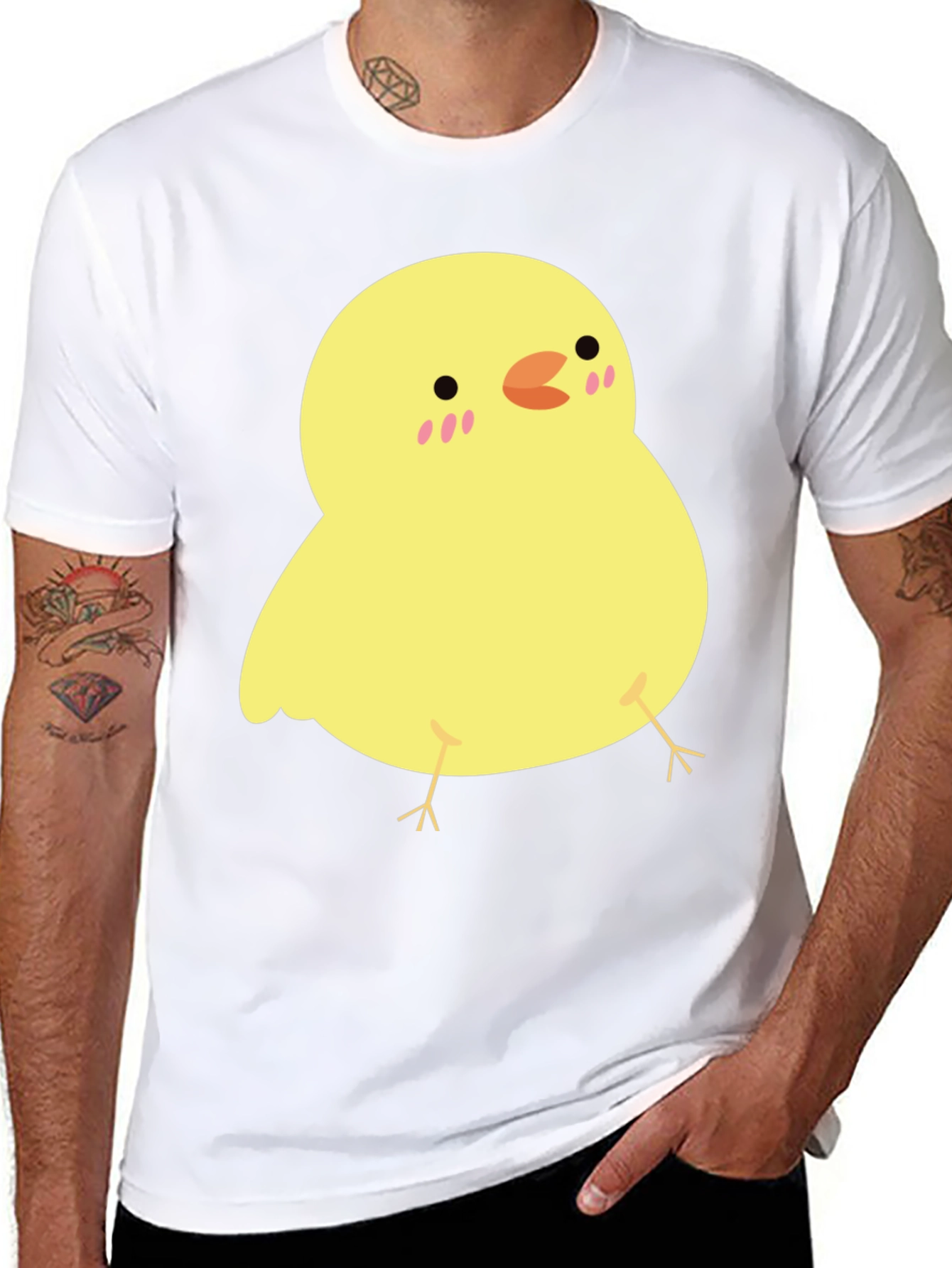 Black Cute Chick Graphic Tee - Black Cotton T-Shirt view 8