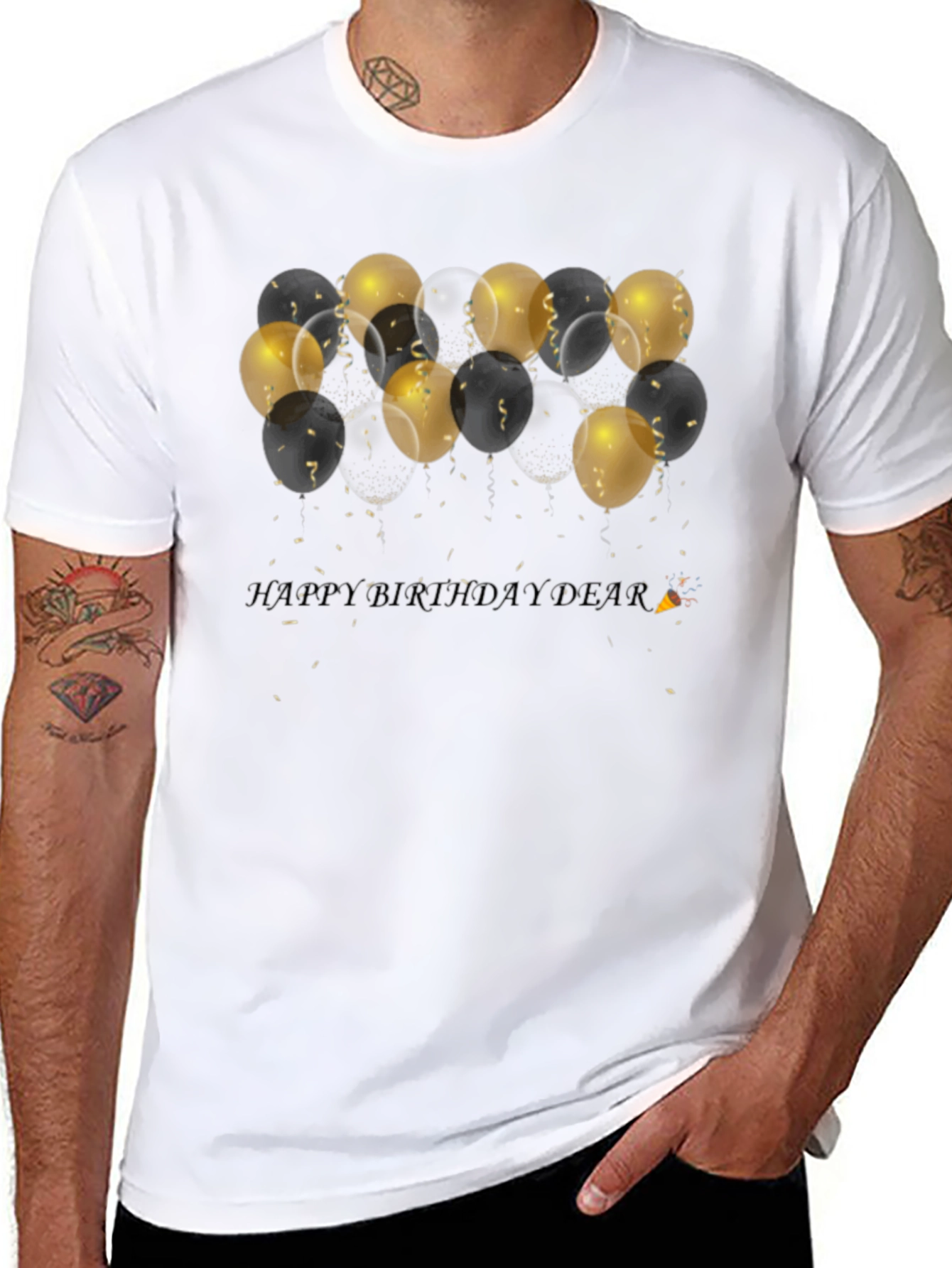 Black Birthday Balloons Black T-Shirt view 8
