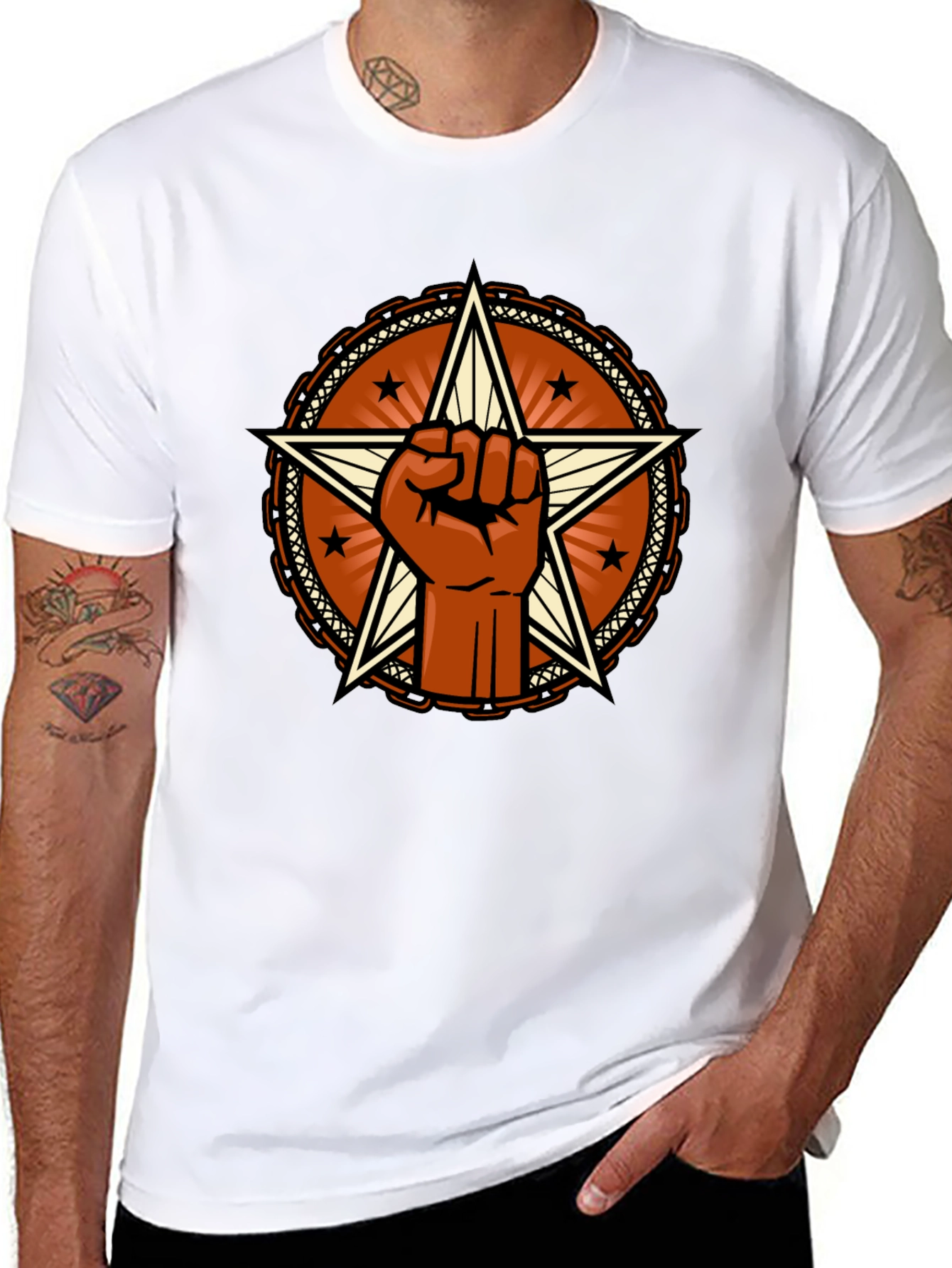 Black Star Fist Graphic Tee - Bold Statement Shirt view 8