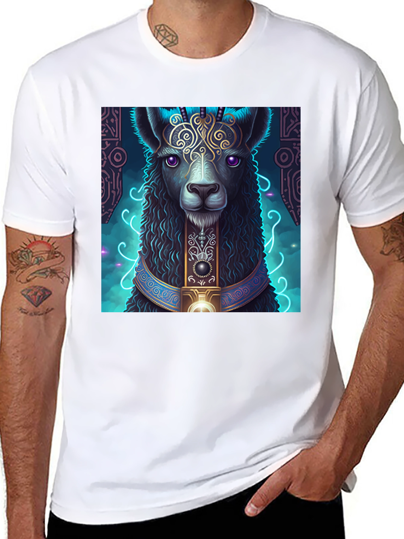 Black Mystical Llama Graphic Tee view 8