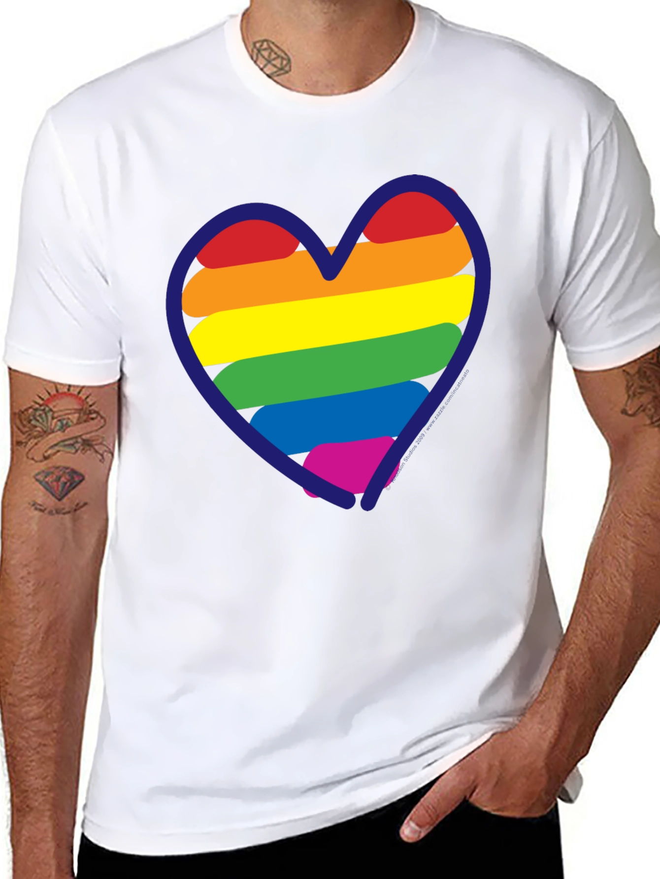 Black LGBT Rainbow Heart T-Shirt - Black Pride Tee view 8
