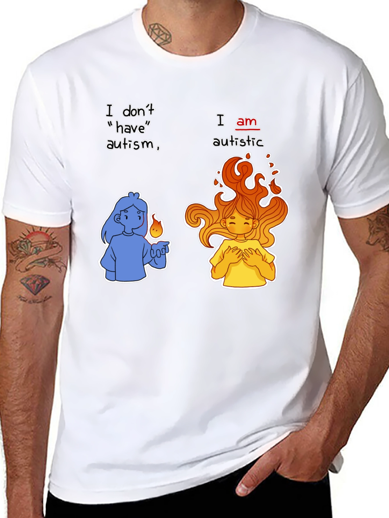Black Autistic Pride T-Shirt - I Am Autistic Tee view 8
