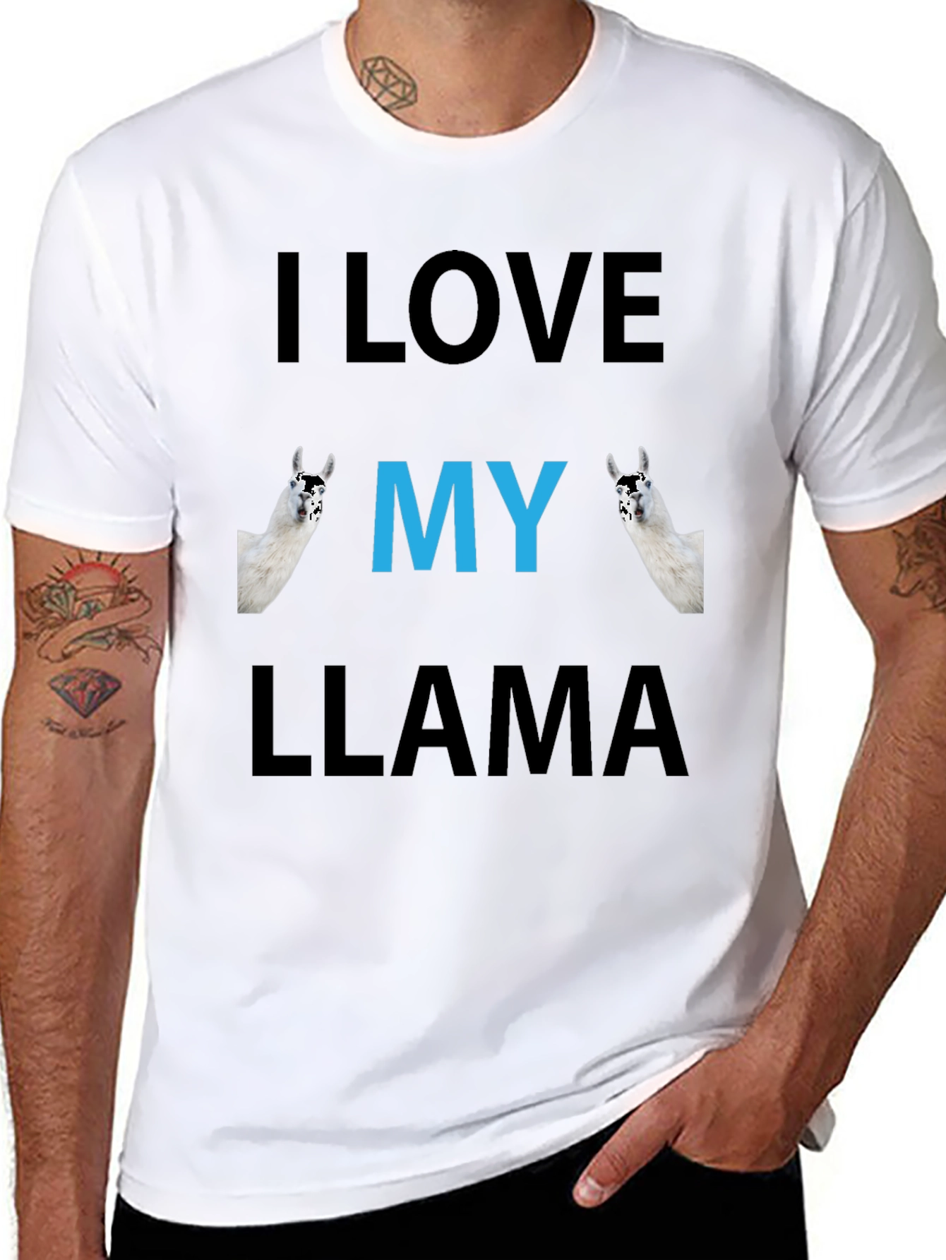 Black I Love My Llama Graphic Tee - Funny Animal Shirt view 8