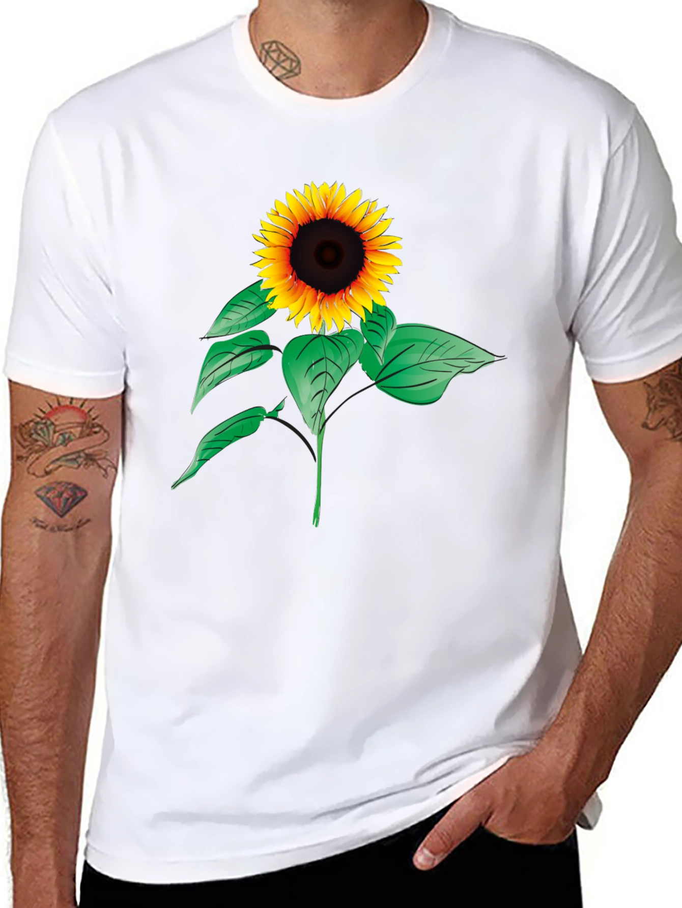 Black Sunflower Graphic Tee - Black Cotton Comfort view 8