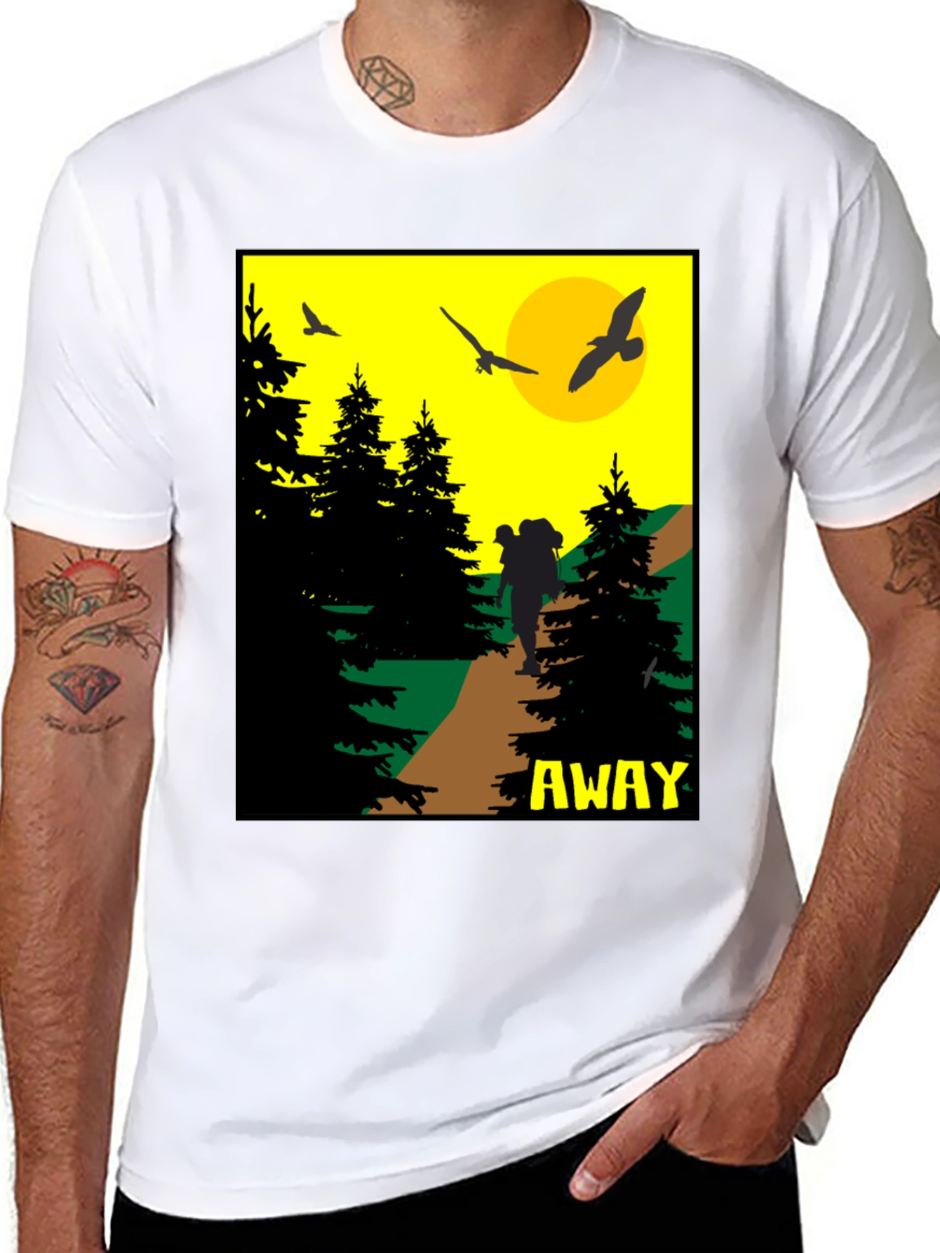 Black Adventure Awaits Graphic Tee - Hiker Design view 8
