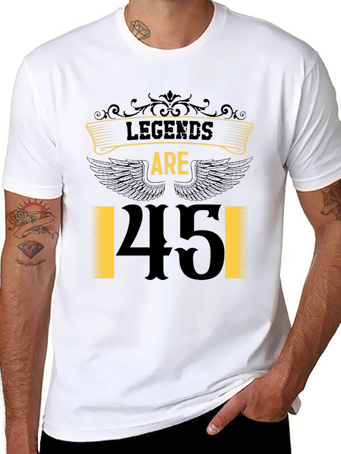 Black Legends Are 45 T-Shirt - Birthday Gift view 8