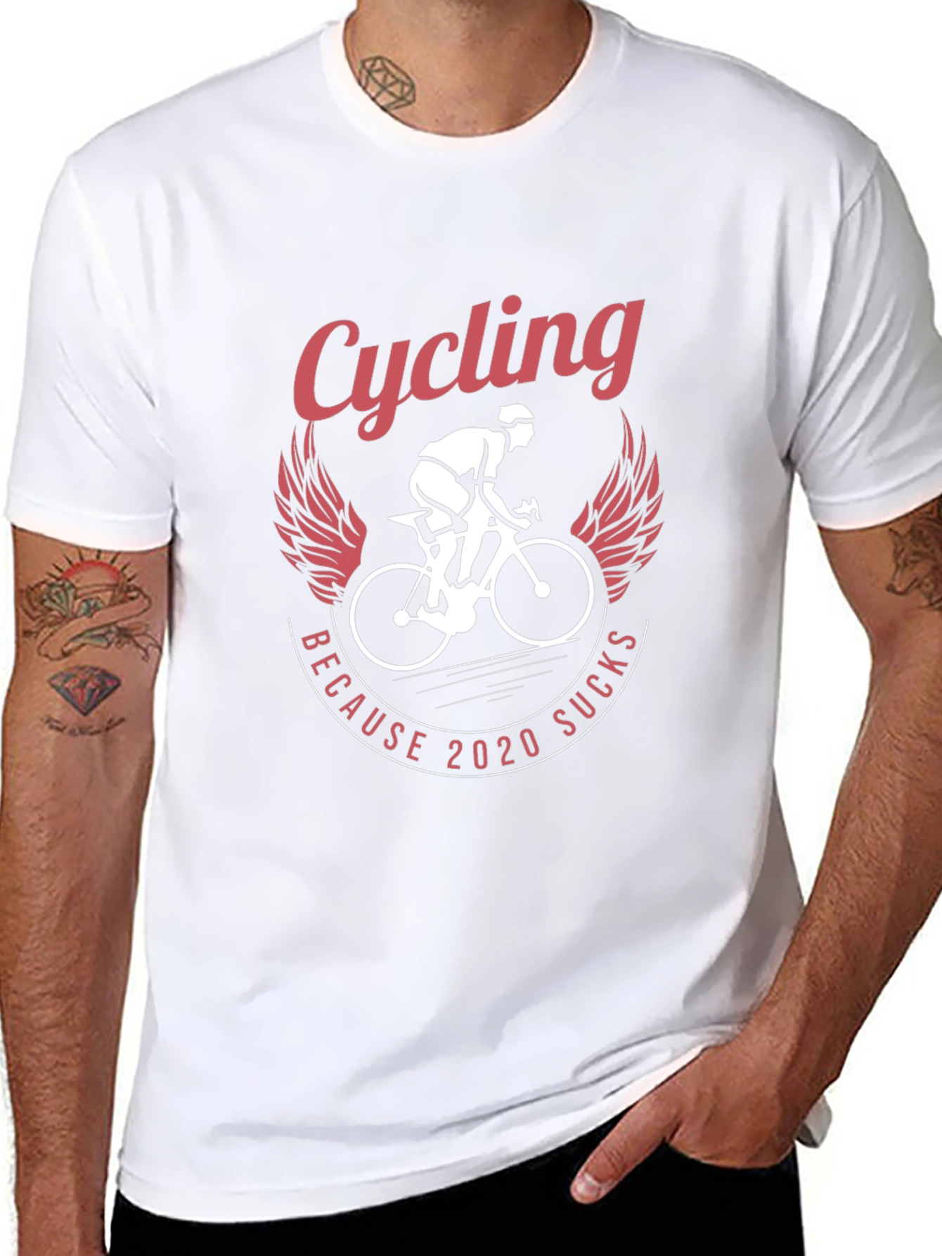 Black Cycling Because 2020 Sucks Graphic Tee view 8