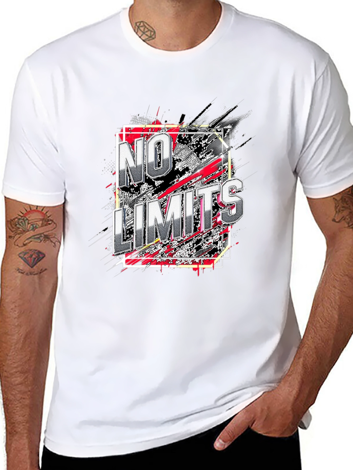 Black No Limits Graphic Print Crew Neck T-Shirt view 8