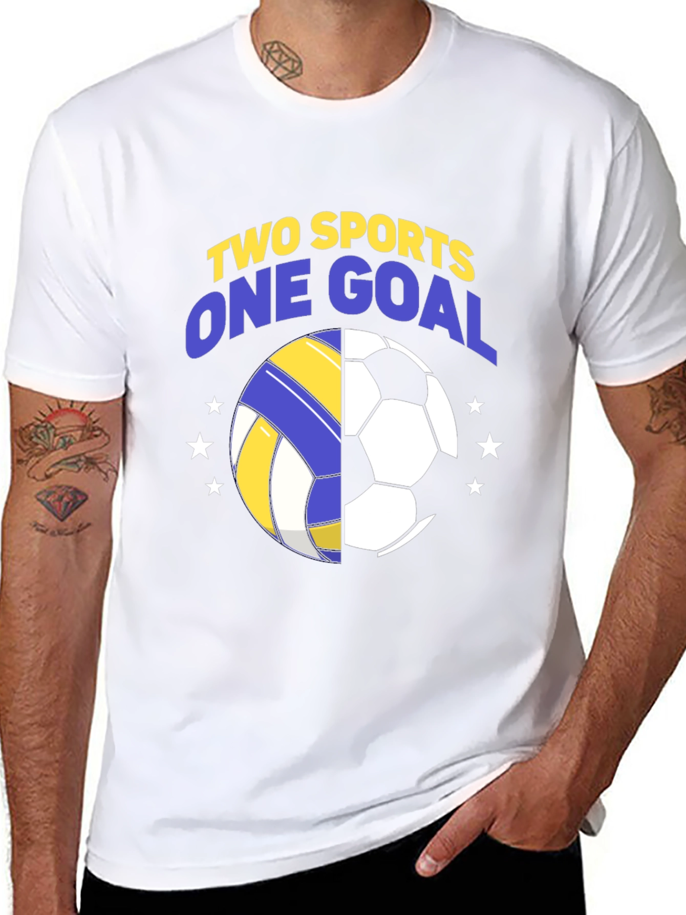 Two Sports One Goal T-Shirt | Soccer & Volleyball Tee - 8