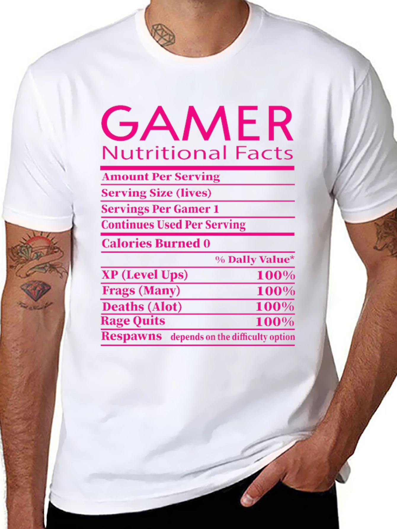 Black Gamer Nutritional Facts Black T-Shirt Funny Gift view 8