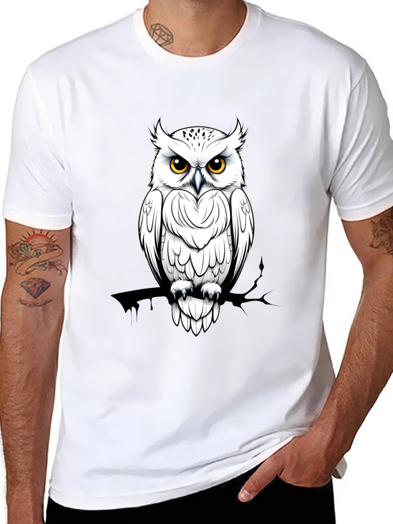 Owl Graphic Black T-Shirt - Unique Design - 8
