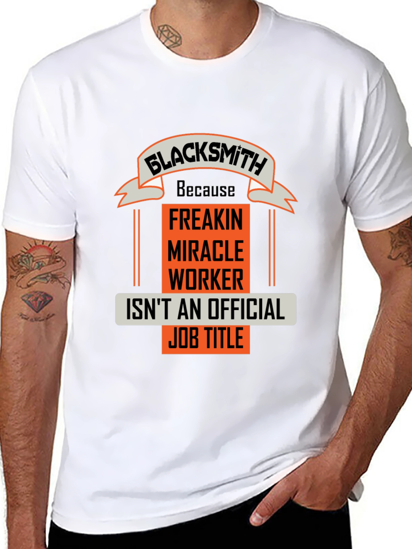 Black Blacksmith Miracle Worker Job Title Graphic Tee view 8